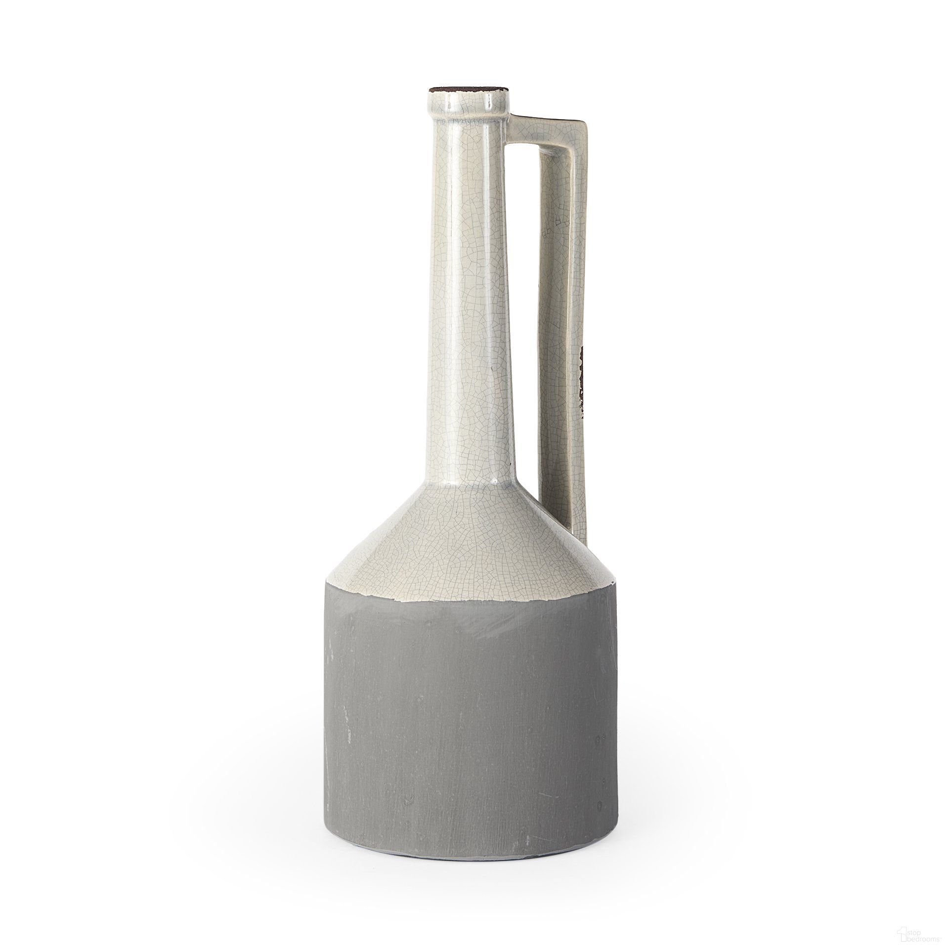 Burton 16.7 Inch Two Tone Ceramic Large Jug Vase In Gray