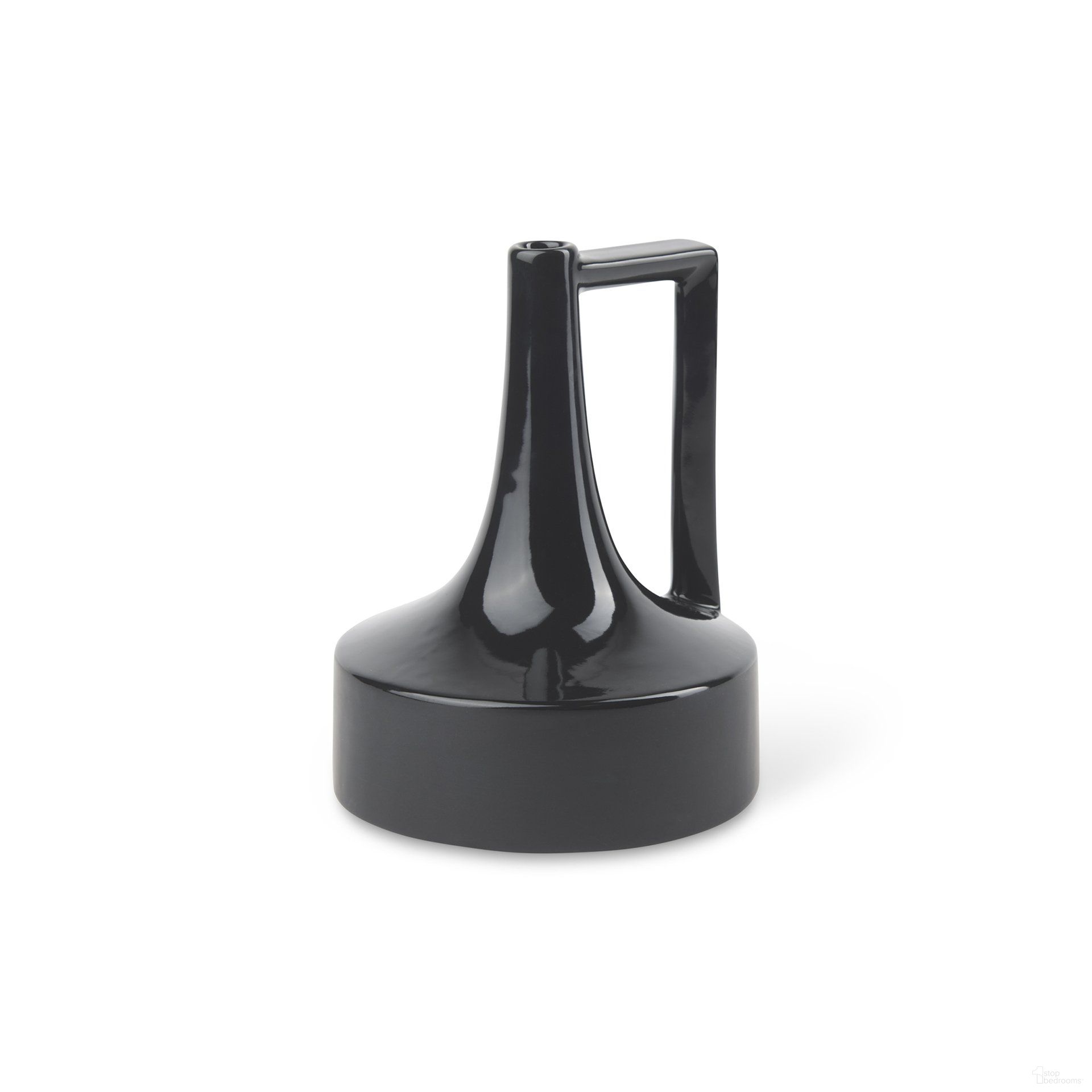 Burton 8.3 Inch Ceramic Small Jug Vase In Glossy and Matte Black