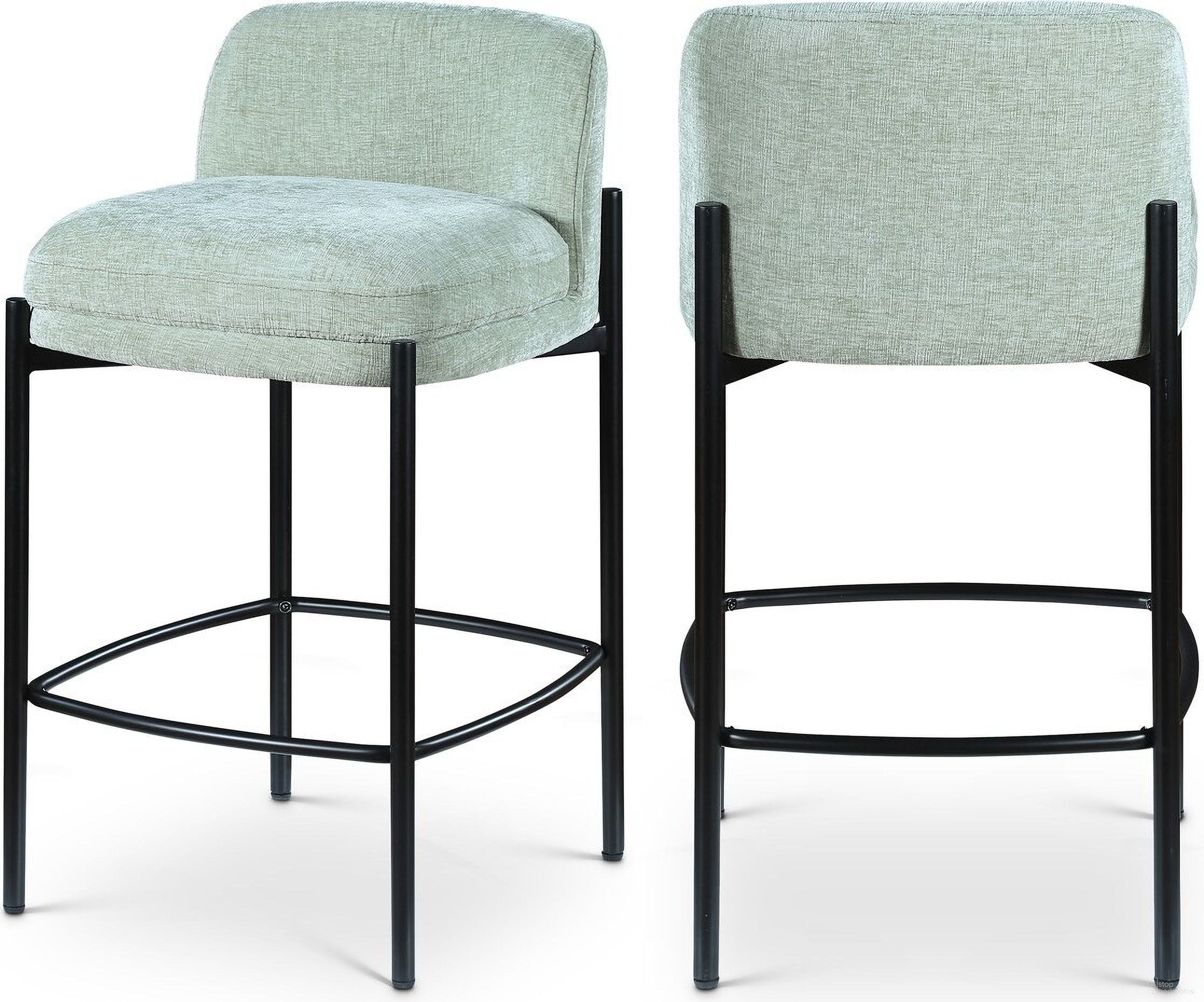 The appearance of Burton Chenille Fabric Stool Set of 2 In Mint designed by Meridian in the modern / contemporary interior design. This mint piece of furniture was selected by 1StopBedrooms from Burton Collection to add a touch of cosiness and style into your home. Sku: 429Mint-C. Material: Iron.