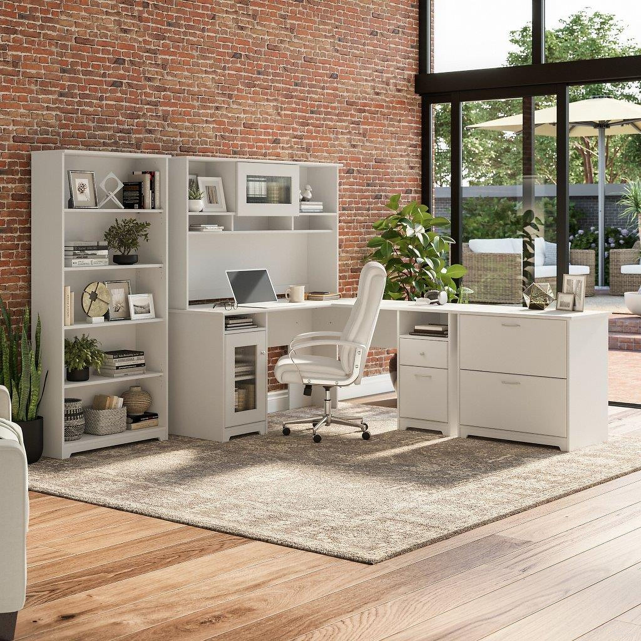 Bush Furniture Cabot 60W Desk Hutch in White 1StopBedrooms