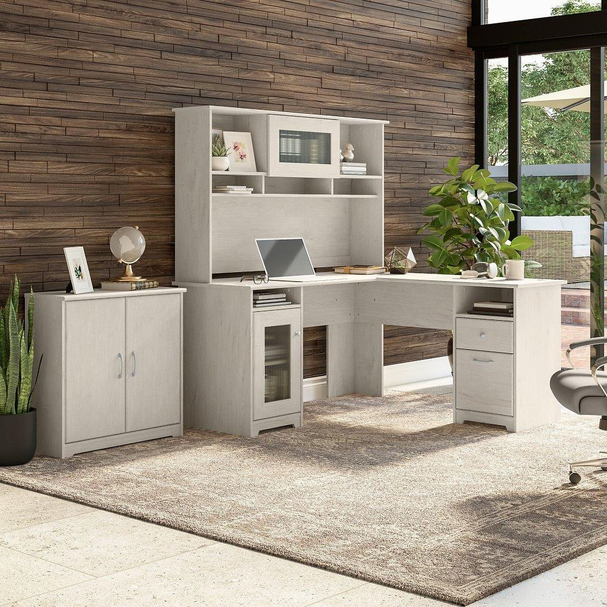 Bush Furniture Cabot 60W L Shaped Computer Desk with Hutch and Small