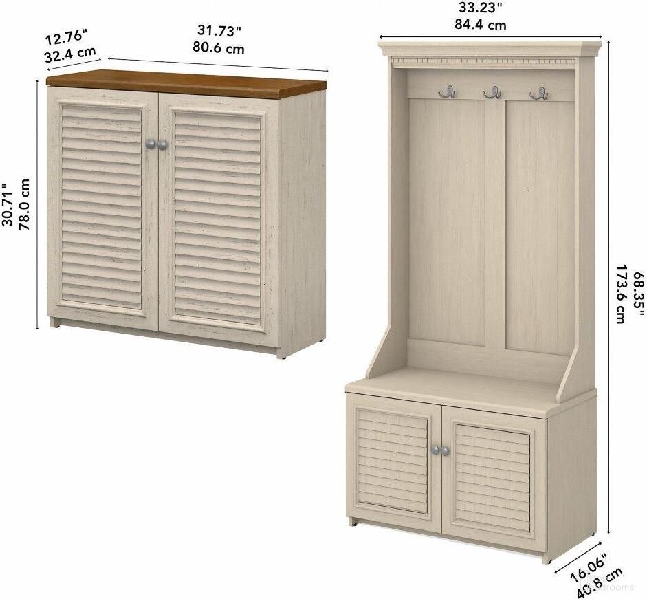 Bush Furniture Fairview Hall Tree With Storage Bench And 2 Door