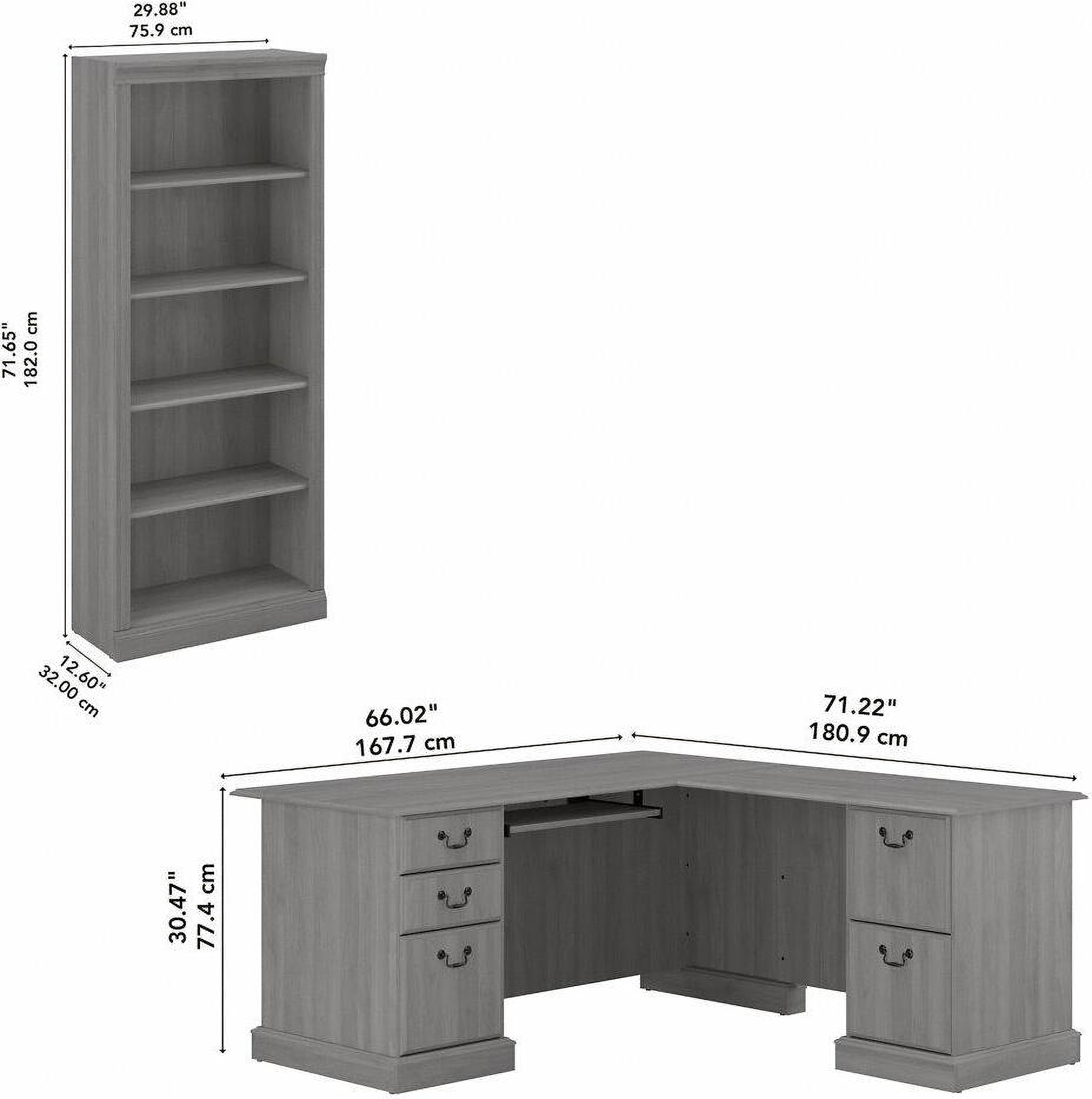 Bush Furniture Saratoga L Shaped Computer Desk And Bookcase Set In