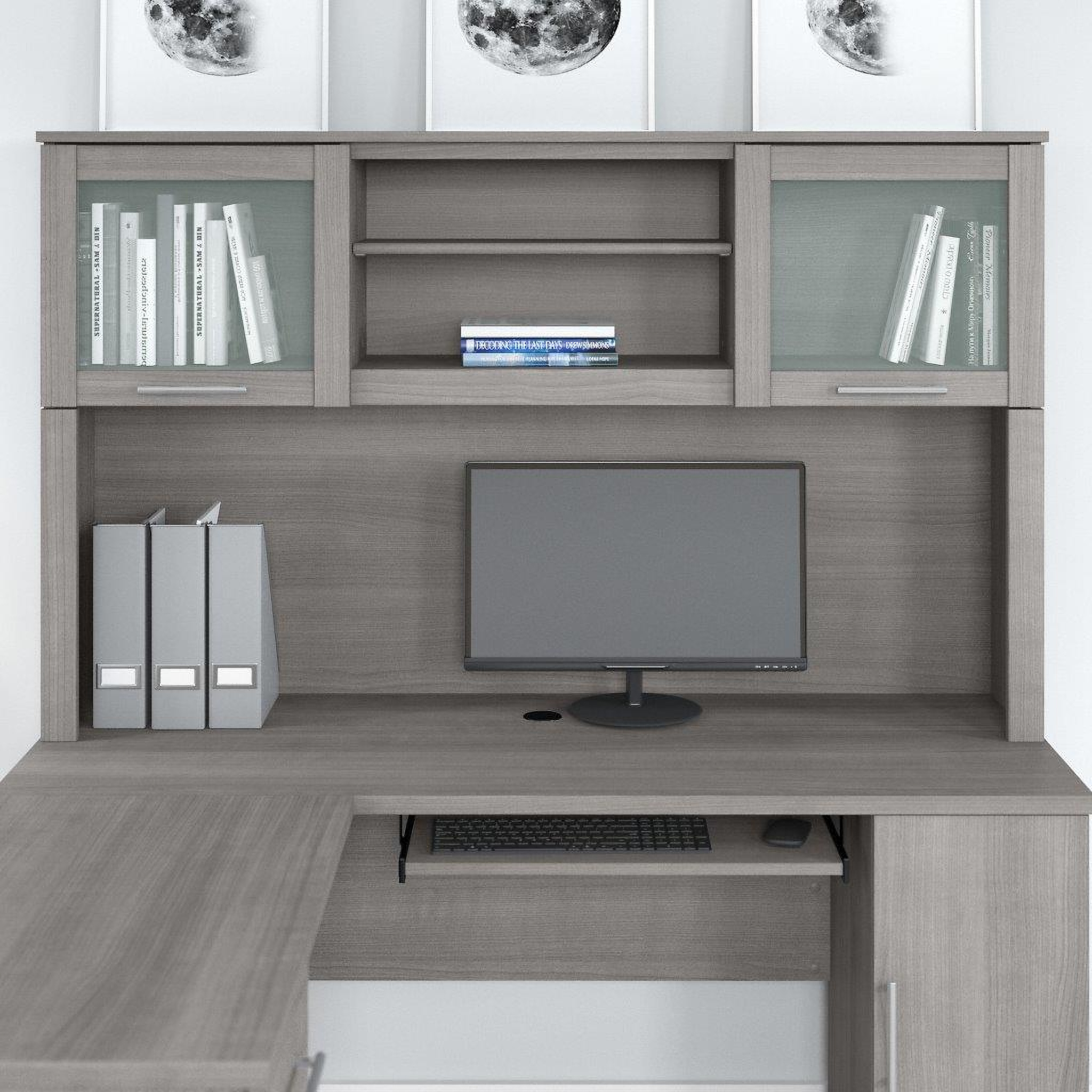 Bush Furniture Somerset 60W Desk Hutch in Platinum Gray 1StopBedrooms