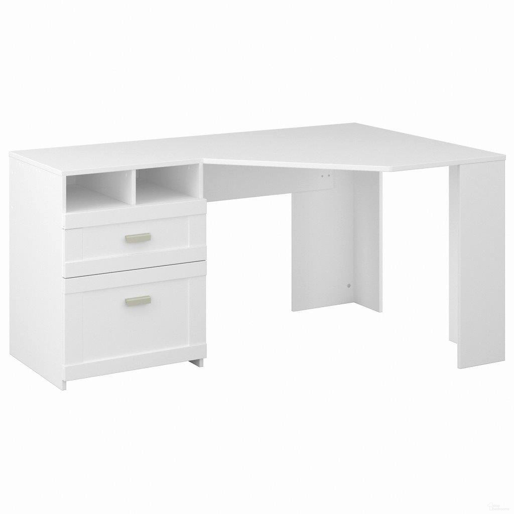 Bush Furniture Wheaton 60W Reversible Corner Desk with Storage in Pure