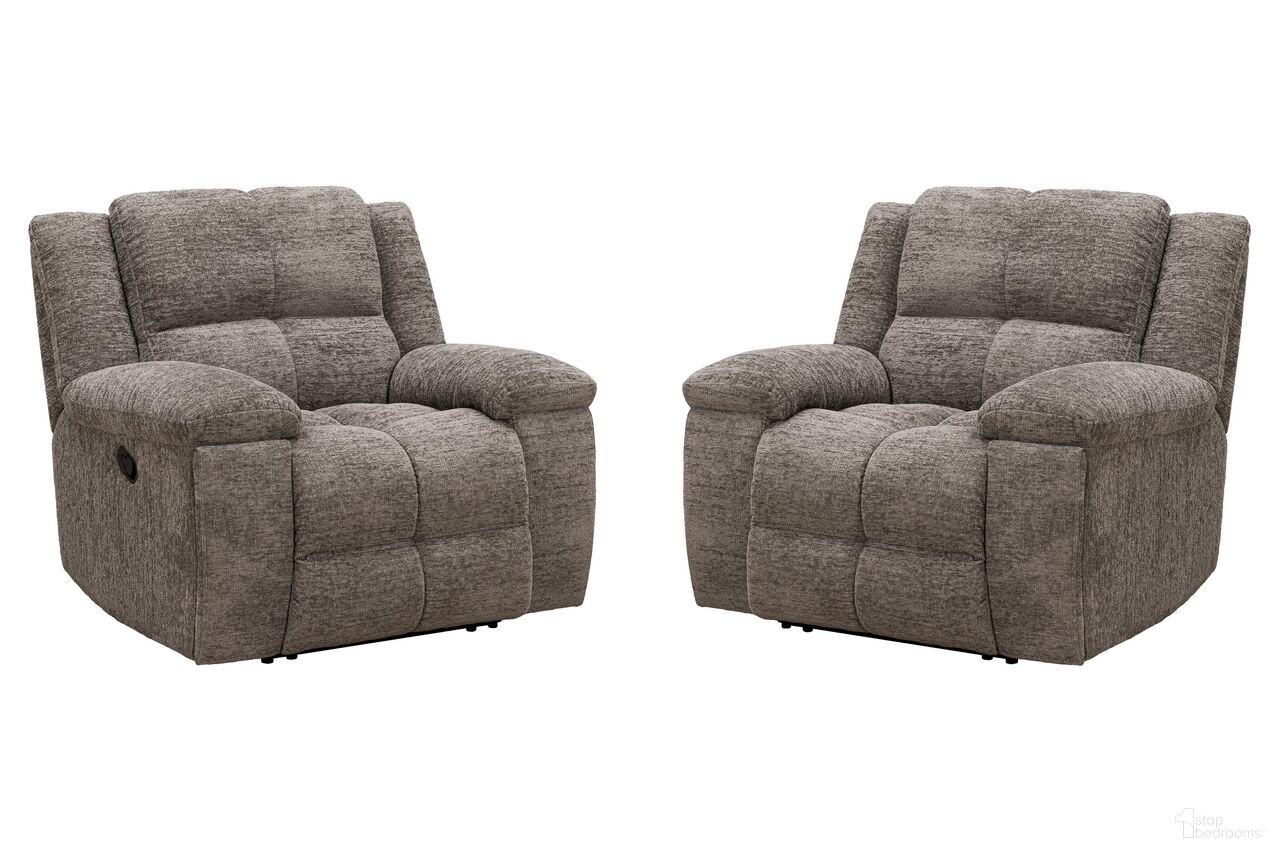 The appearance of Buster Recliner Set of 2 In Cabot Stone designed by Parker House in the modern / contemporary interior design. This cabot stone piece of furniture  was selected by 1StopBedrooms from Buster Collection to add a touch of cosiness and style into your home. Sku: MBUS#812-CAST;MBUS#812-CAST. Material: Polyester.