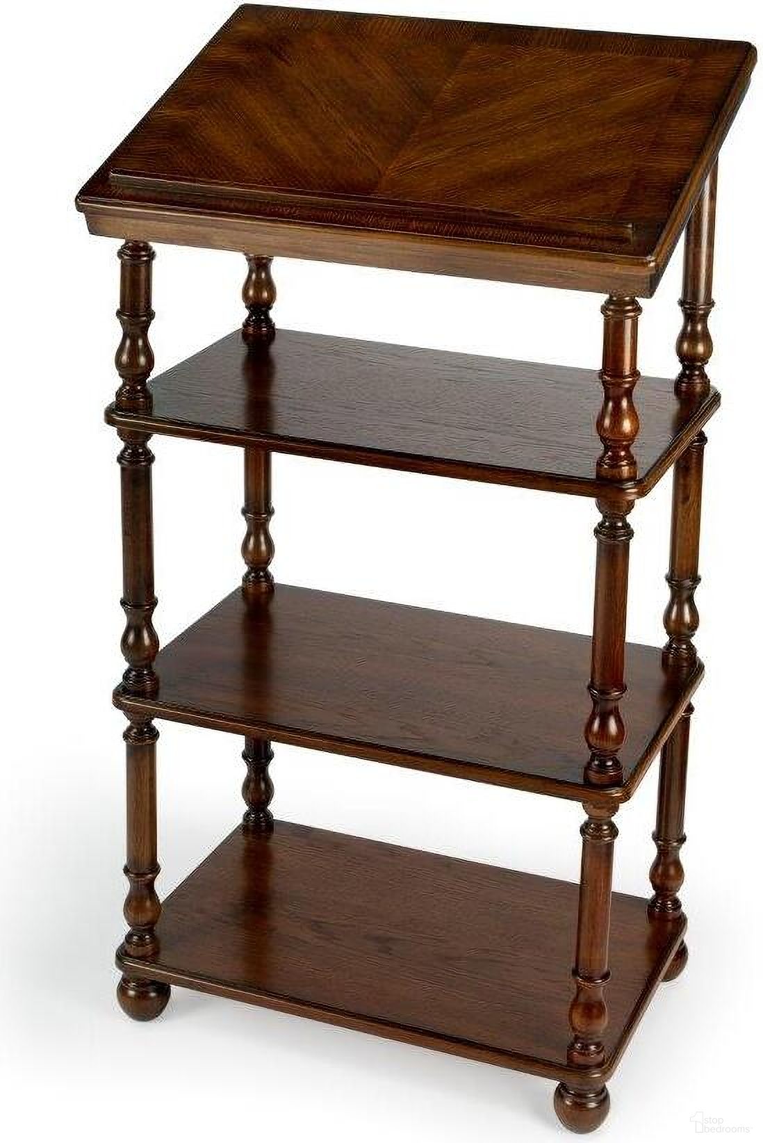 The appearance of Butler Alden Vintage Oak Library Stand designed by Butler Specialty Company in the traditional interior design. This medium brown piece of furniture was selected by 1StopBedrooms from Masterpiece Collection to add a touch of cosiness and style into your home. Sku: 1512001. Material: Wood.