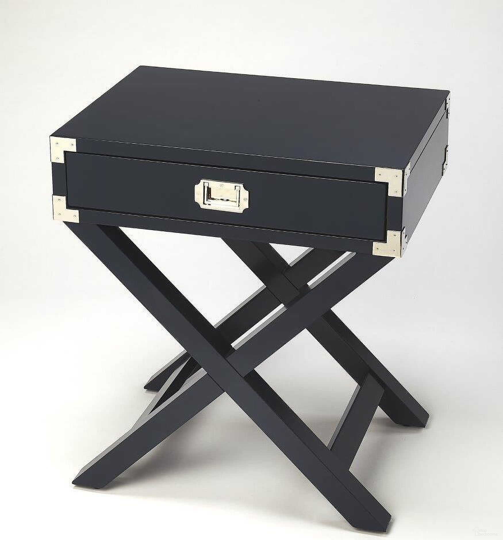The appearance of Butler Anew Blue Campaign Side Table designed by Butler Specialty Company in the transitional interior design. This blue piece of furniture was selected by 1StopBedrooms from Loft Collection to add a touch of cosiness and style into your home. Sku: 5258291. Material: Rubberwood.