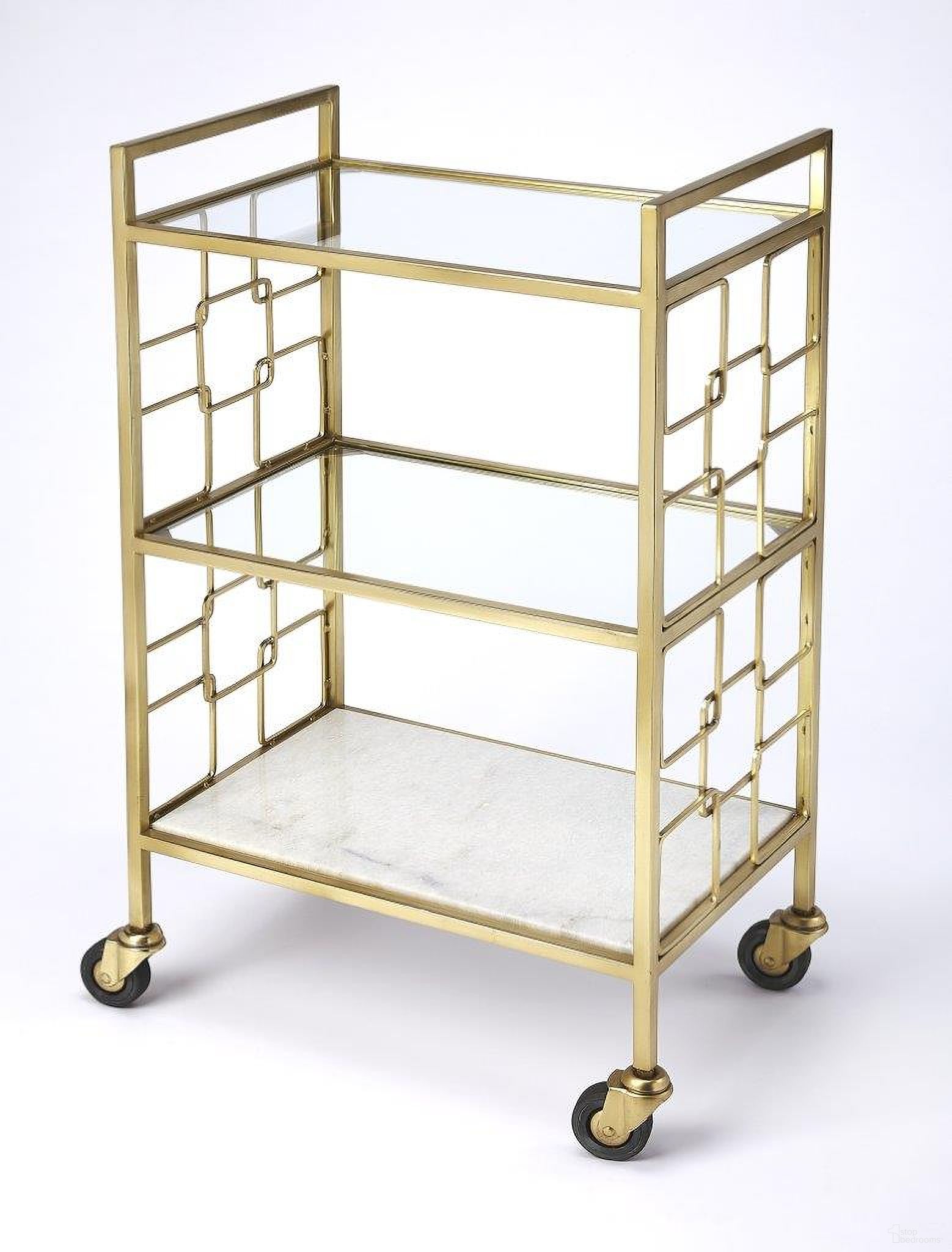 The appearance of Butler Arcadia Polished Gold Bar Cart designed by Butler Specialty Company in the modern / contemporary interior design. This gold piece of furniture was selected by 1StopBedrooms from Loft Collection to add a touch of cosiness and style into your home. Sku: 5347402. Material: Stainless Steel.