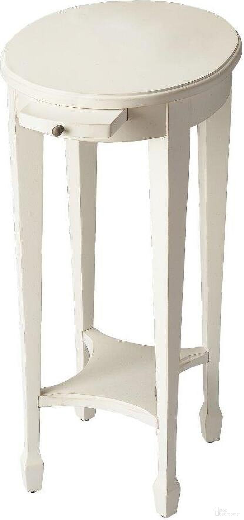 The appearance of Butler Arielle Cottage White Accent Table designed by Butler Specialty Company in the transitional interior design. This white piece of furniture was selected by 1StopBedrooms from Masterpiece Collection to add a touch of cosiness and style into your home. Sku: 1483222. Material: MDF.