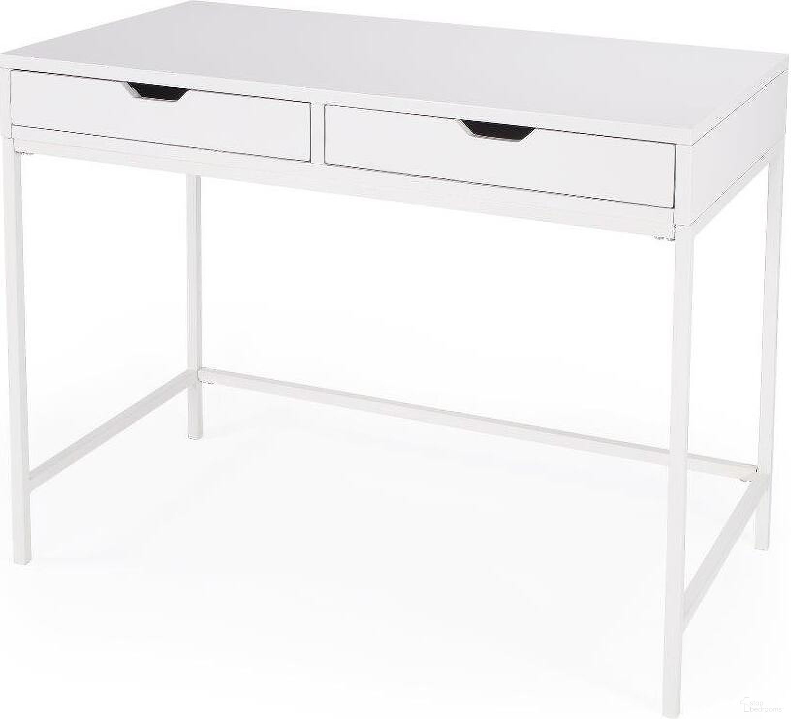 The appearance of Butler Belka White Desk With Drawers designed by Butler Specialty Company in the modern / contemporary interior design. This white piece of furniture was selected by 1StopBedrooms from Loft Collection to add a touch of cosiness and style into your home. Sku: 5466304. Material: Rubberwood.
