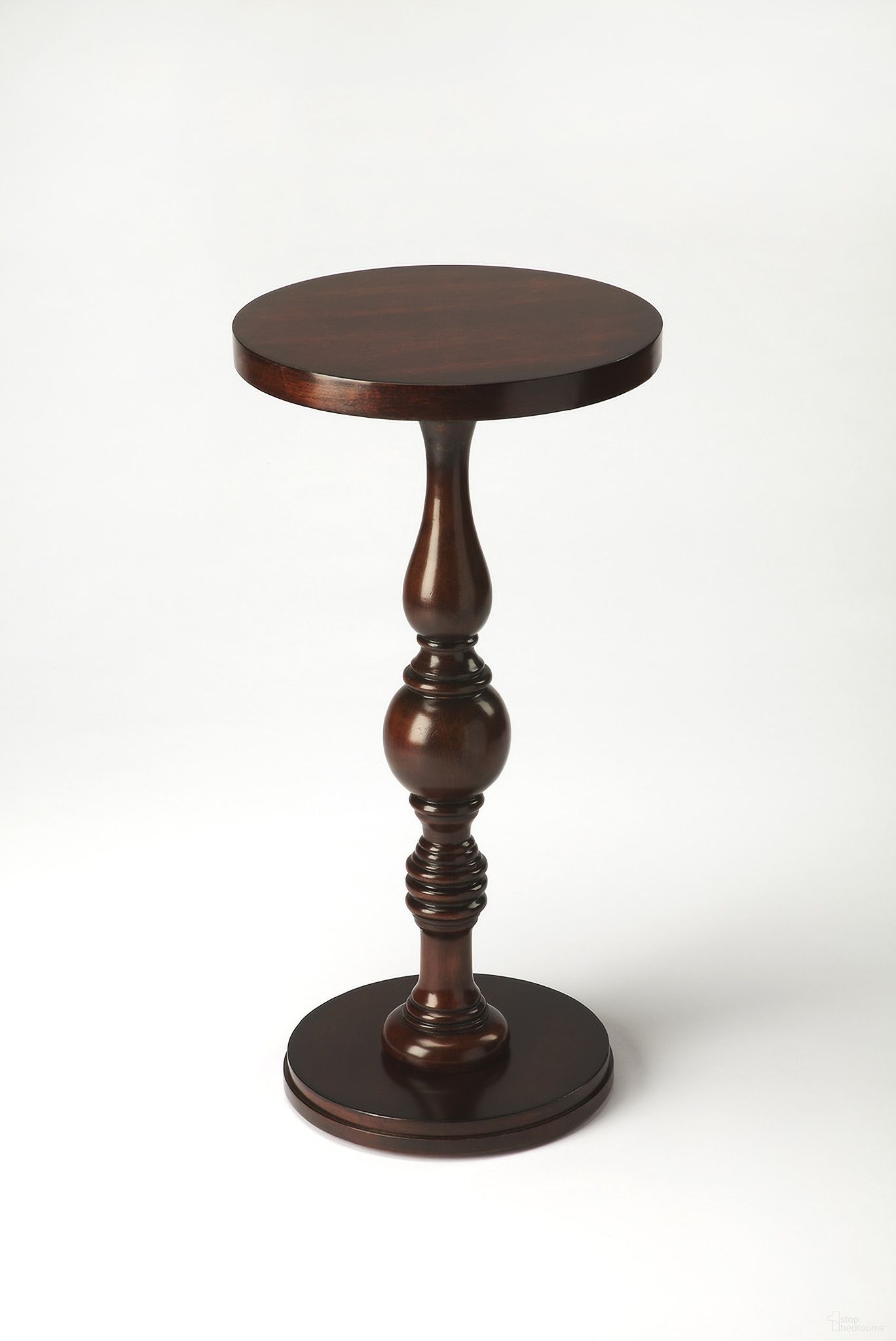 Camilla Pedestal Side Table In Dark Brown