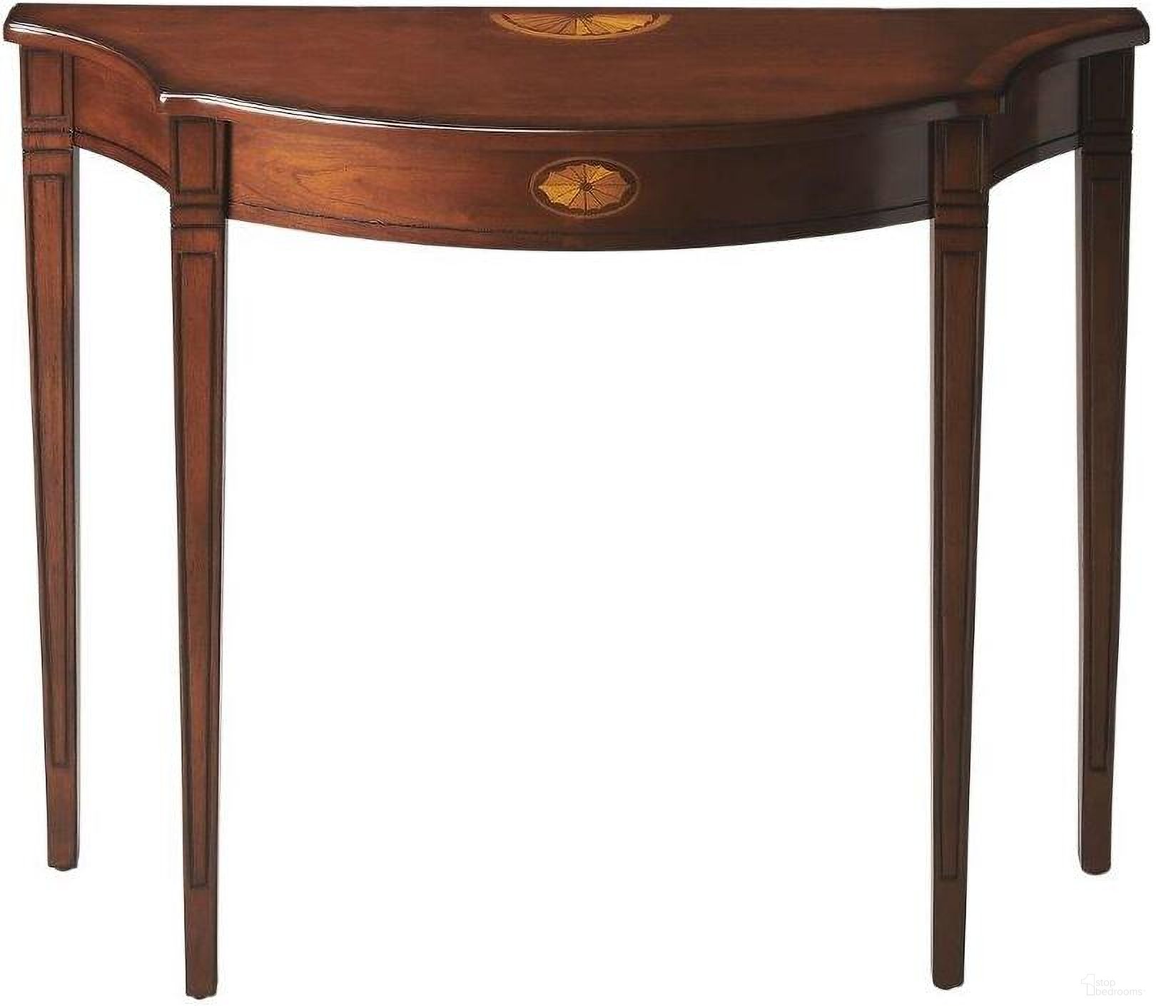The appearance of Butler Chester Olive Ash Burl Console Table 4116101 designed by Butler Specialty Company in the traditional interior design. This medium brown piece of furniture was selected by 1StopBedrooms from Masterpiece Collection to add a touch of cosiness and style into your home. Sku: 4116101. Material: Cherry.
