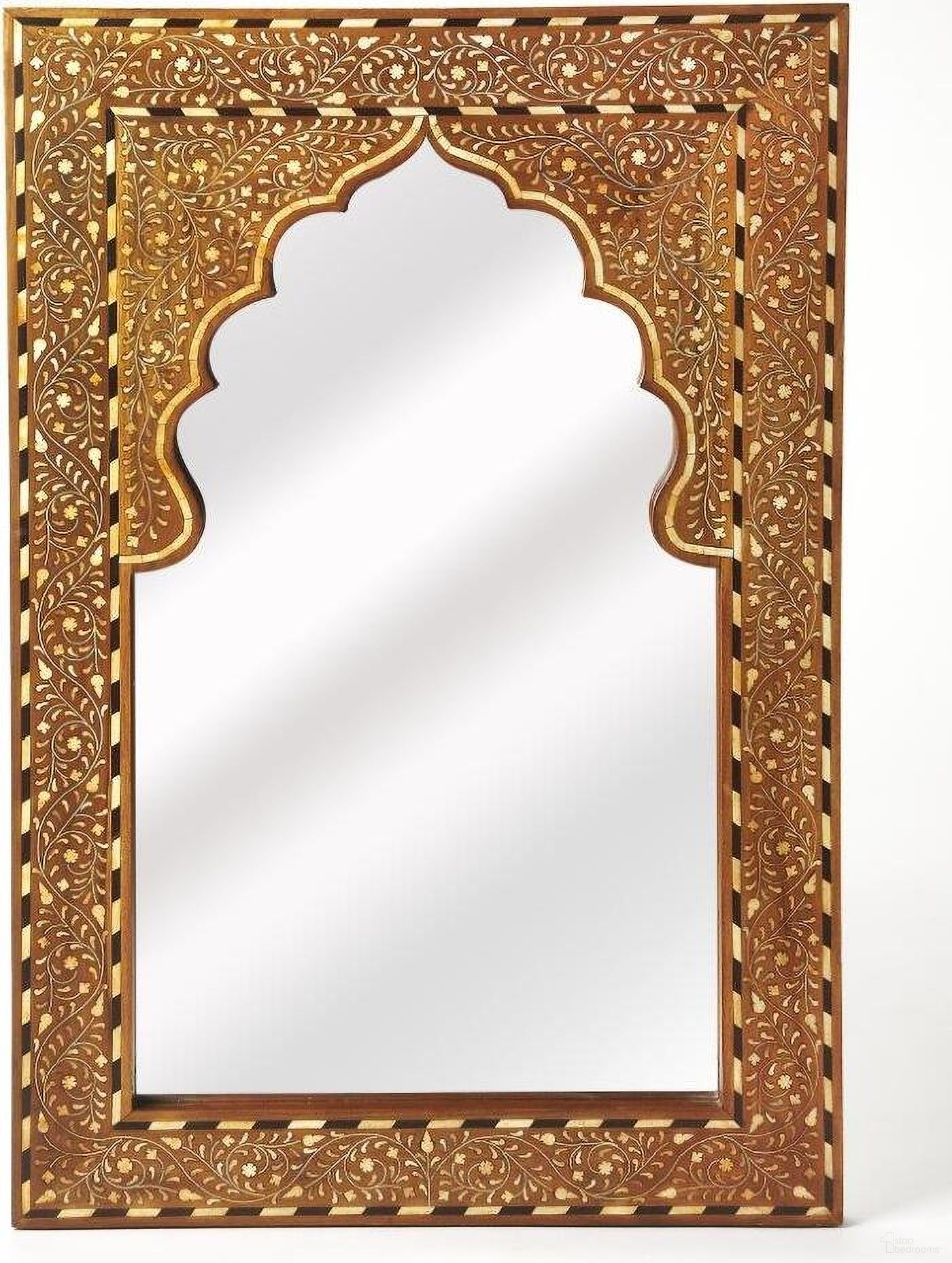 The appearance of Butler Chevrier Wood and Bone Inlay Wall Mirror designed by Butler Specialty Company in the traditional interior design. This medium brown piece of furniture  was selected by 1StopBedrooms from Bone Inlay Collection to add a touch of cosiness and style into your home. Sku: 3886338. Material: MDF.