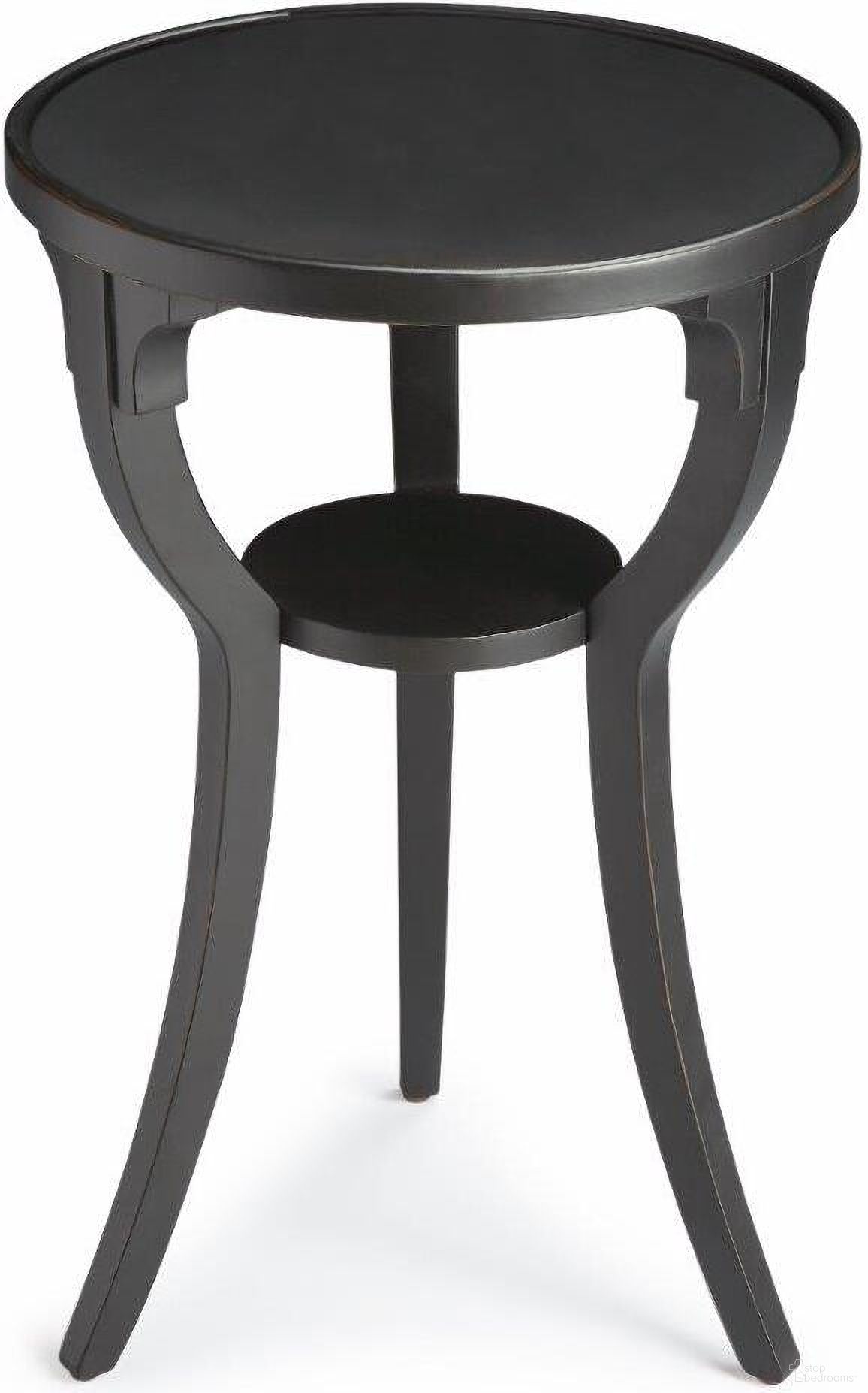 The appearance of Butler Dalton Black Licorice Round Accent Table designed by Butler Specialty Company in the transitional interior design. This black piece of furniture  was selected by 1StopBedrooms from Masterpiece Collection to add a touch of cosiness and style into your home. Sku: 1328111. Material: Rubberwood.