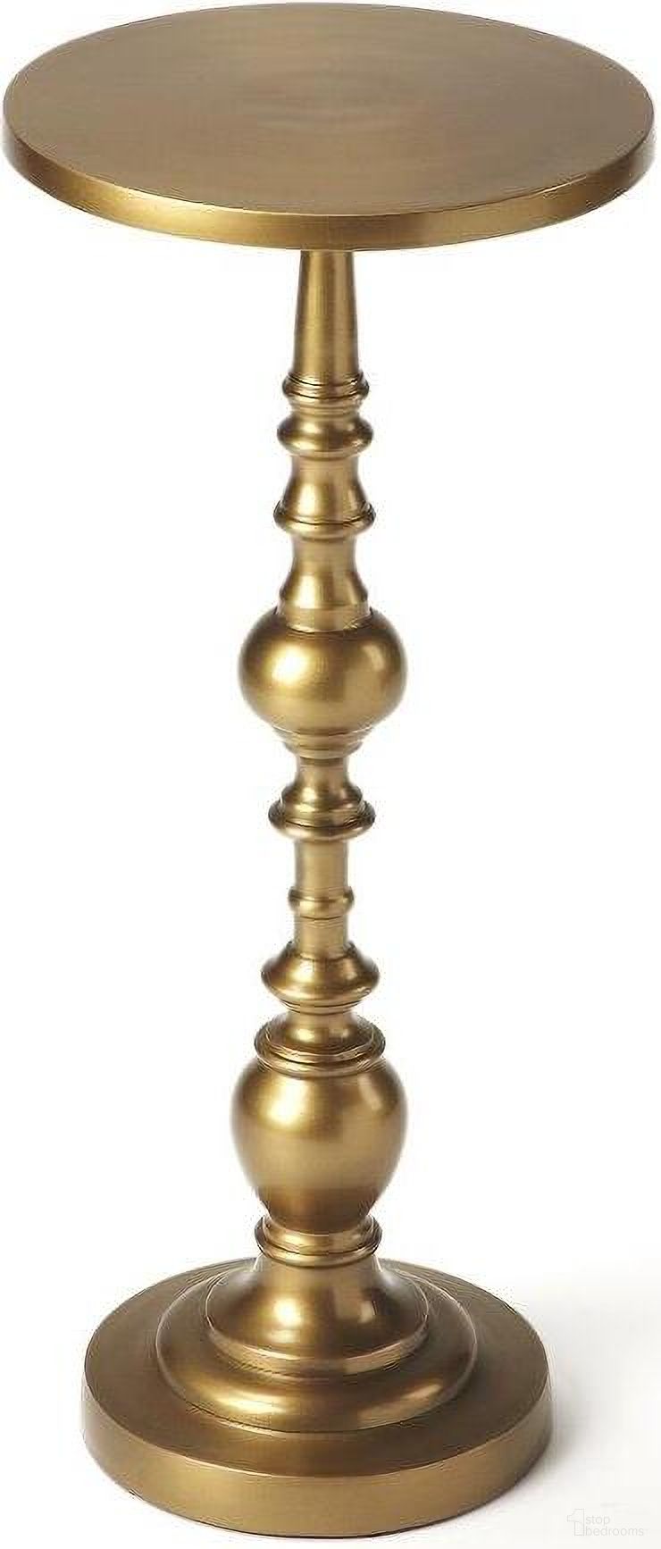 The appearance of Butler Darien Antique Gold End Table designed by Butler Specialty Company in the transitional interior design. This gold piece of furniture  was selected by 1StopBedrooms from Metalworks Collection to add a touch of cosiness and style into your home. Sku: 4324226. Material: Aluminum.