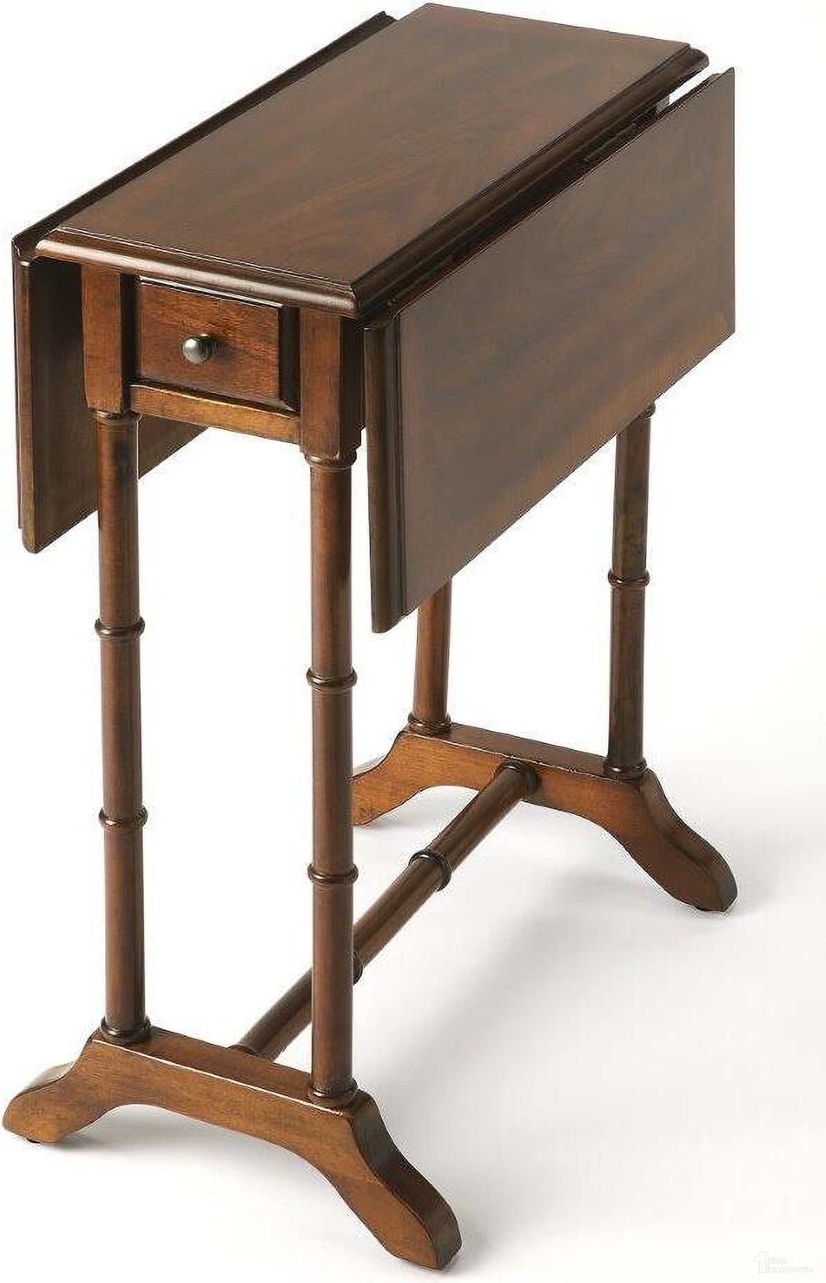 The appearance of Butler Darrow Umber Drop-Leaf Table designed by Butler Specialty Company in the transitional interior design. This medium brown piece of furniture was selected by 1StopBedrooms from Masterpiece Collection to add a touch of cosiness and style into your home. Sku: 2334040. Material: Rubberwood.