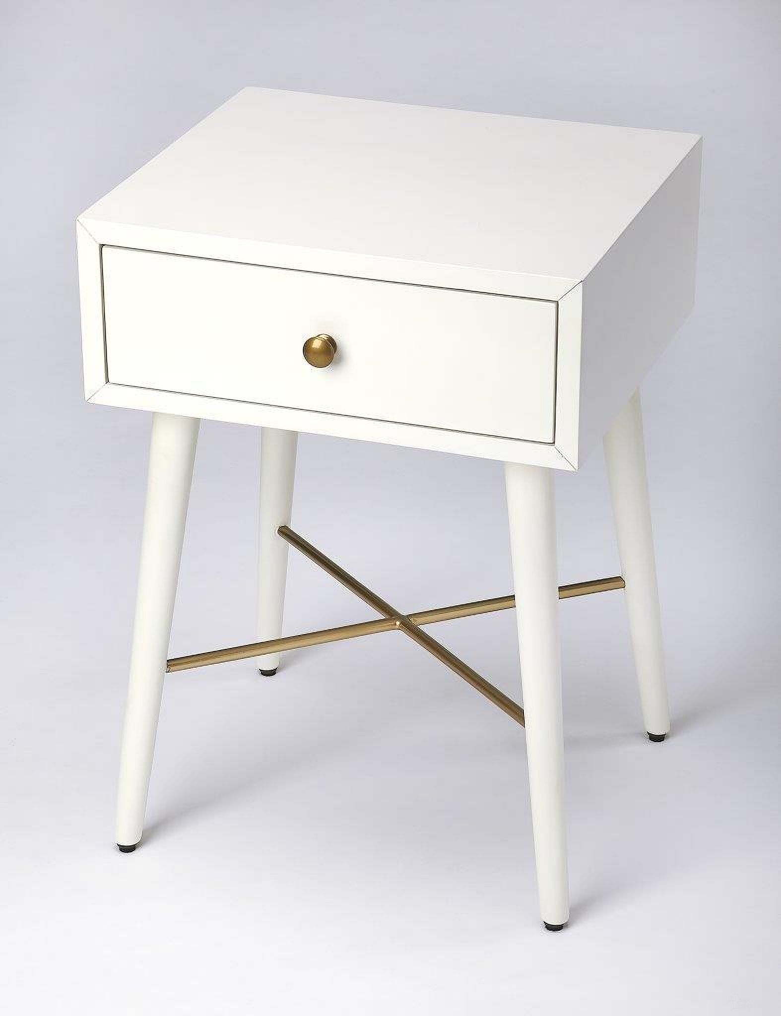 The appearance of Butler Delridge White and Gold End Table designed by Butler Specialty Company in the modern / contemporary interior design. This white piece of furniture  was selected by 1StopBedrooms from Loft Collection to add a touch of cosiness and style into your home. Sku: 3791288. Material: Wood.