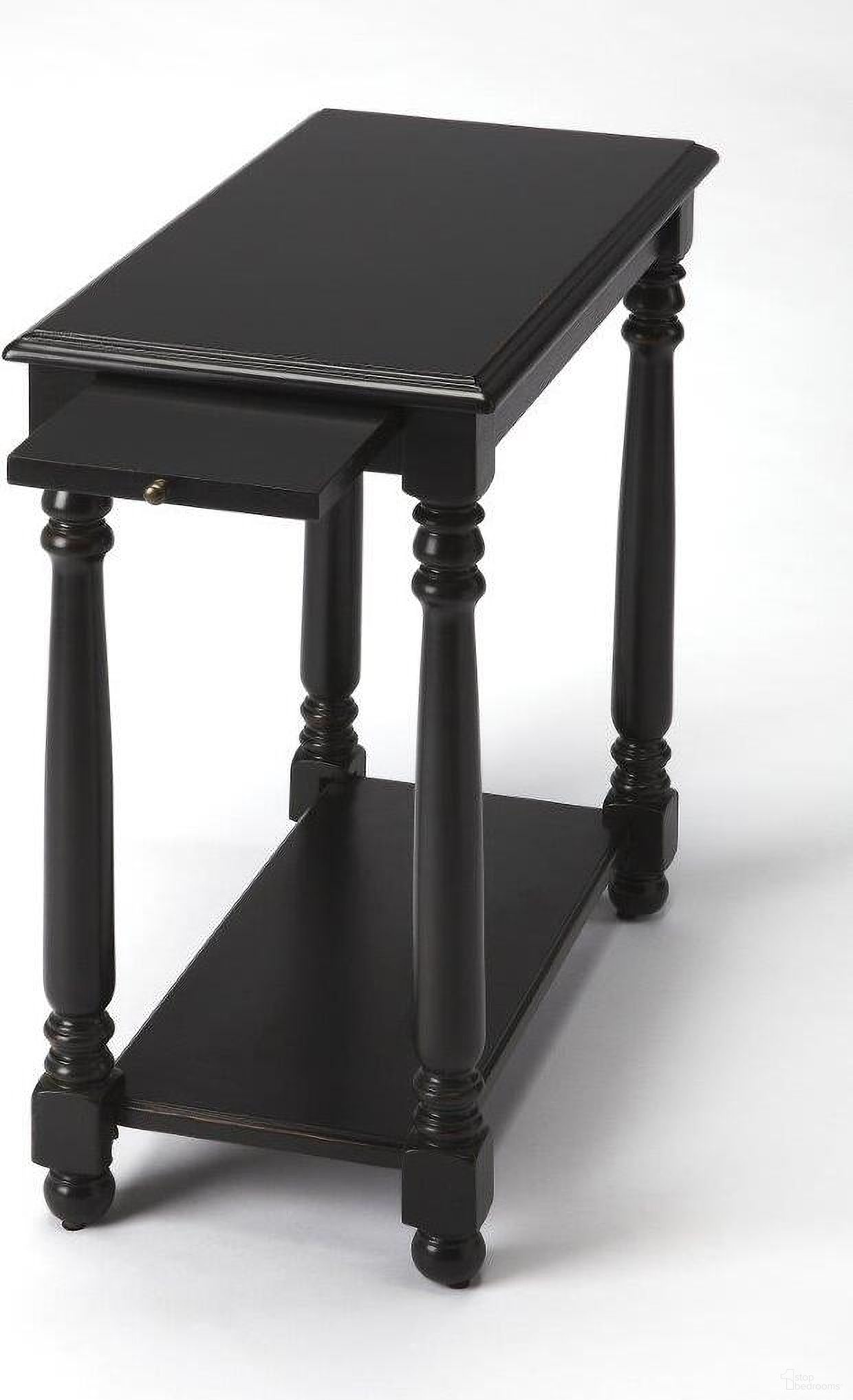 The appearance of Butler Devane Black Chairside Table designed by Butler Specialty Company in the transitional interior design. This black piece of furniture  was selected by 1StopBedrooms from Masterpiece Collection to add a touch of cosiness and style into your home. Sku: 5017111. Material: Rubberwood.