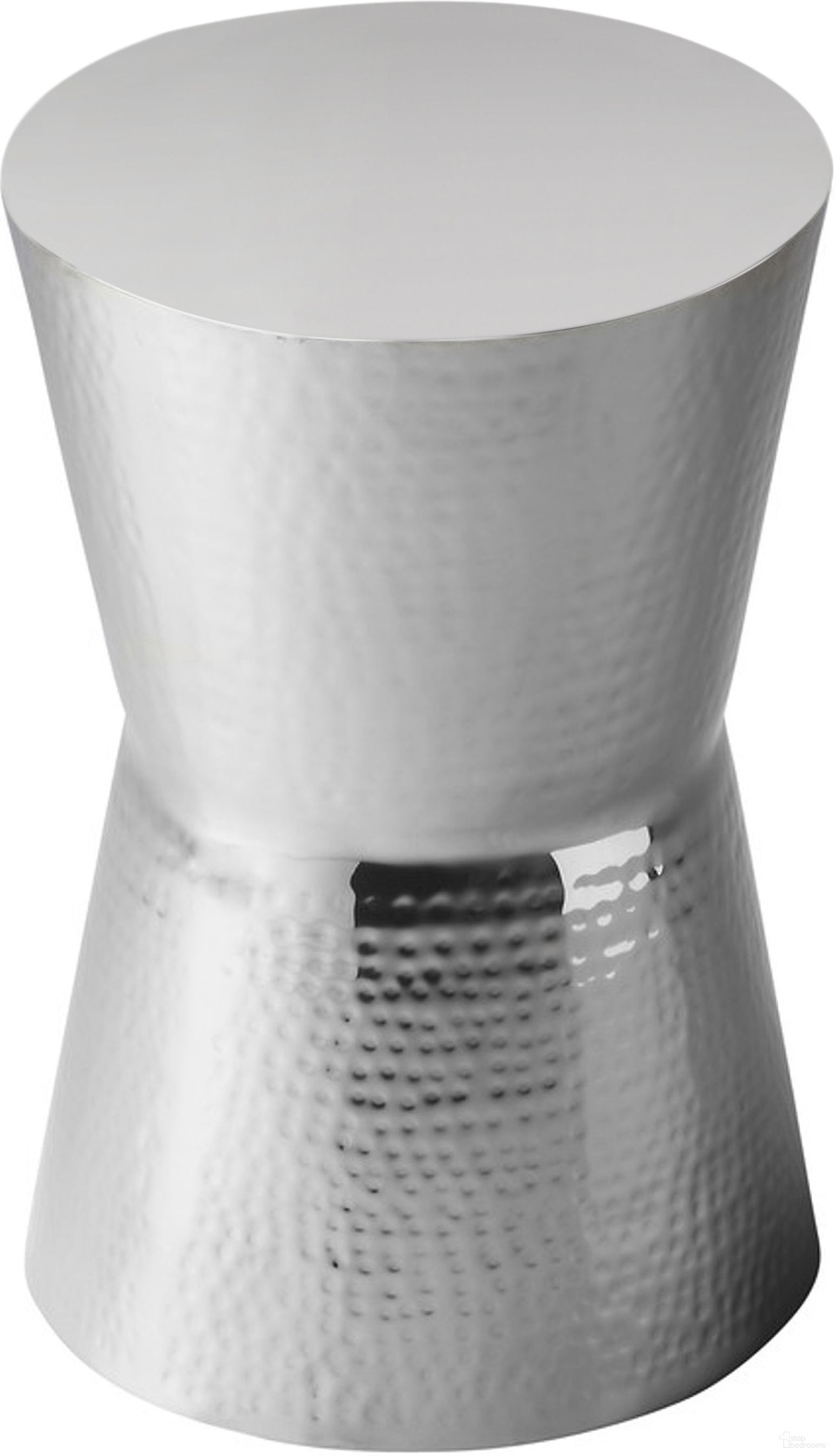 The appearance of Butler Dimple Round Accent Table designed by Butler Specialty Company in the modern / contemporary interior design. This silver piece of furniture  was selected by 1StopBedrooms from Modern Expressions Collection to add a touch of cosiness and style into your home. Sku: 2879260. Material: Stainless Steel.
