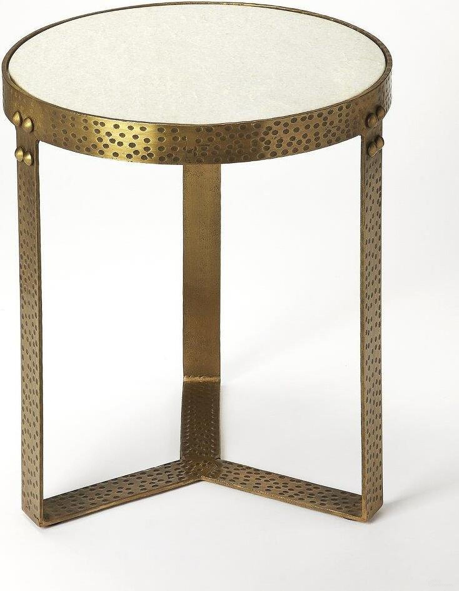 The appearance of Butler Elton Marble and Metal End Table designed by Butler Specialty Company in the transitional interior design. This gold piece of furniture was selected by 1StopBedrooms from Loft Collection to add a touch of cosiness and style into your home. Sku: 5242389. Material: Iron.