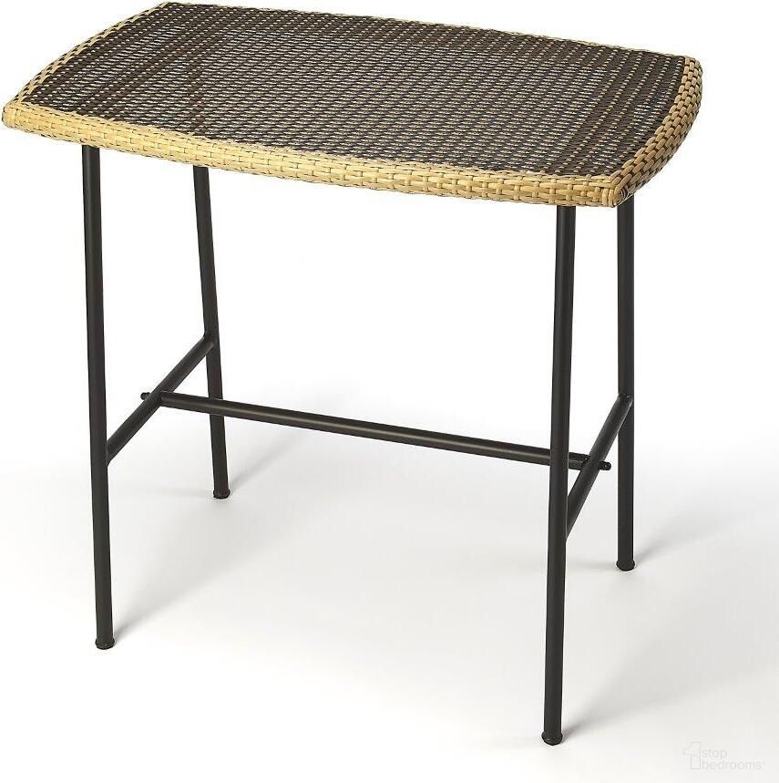 The appearance of Butler Freeport Rattan and Iron Pub Table designed by Butler Specialty Company in the transitional interior design. This dark brown piece of furniture  was selected by 1StopBedrooms from Freeport Collection to add a touch of cosiness and style into your home. Sku: 4476035. Table Top Shape: Rectangular. Material: Iron.