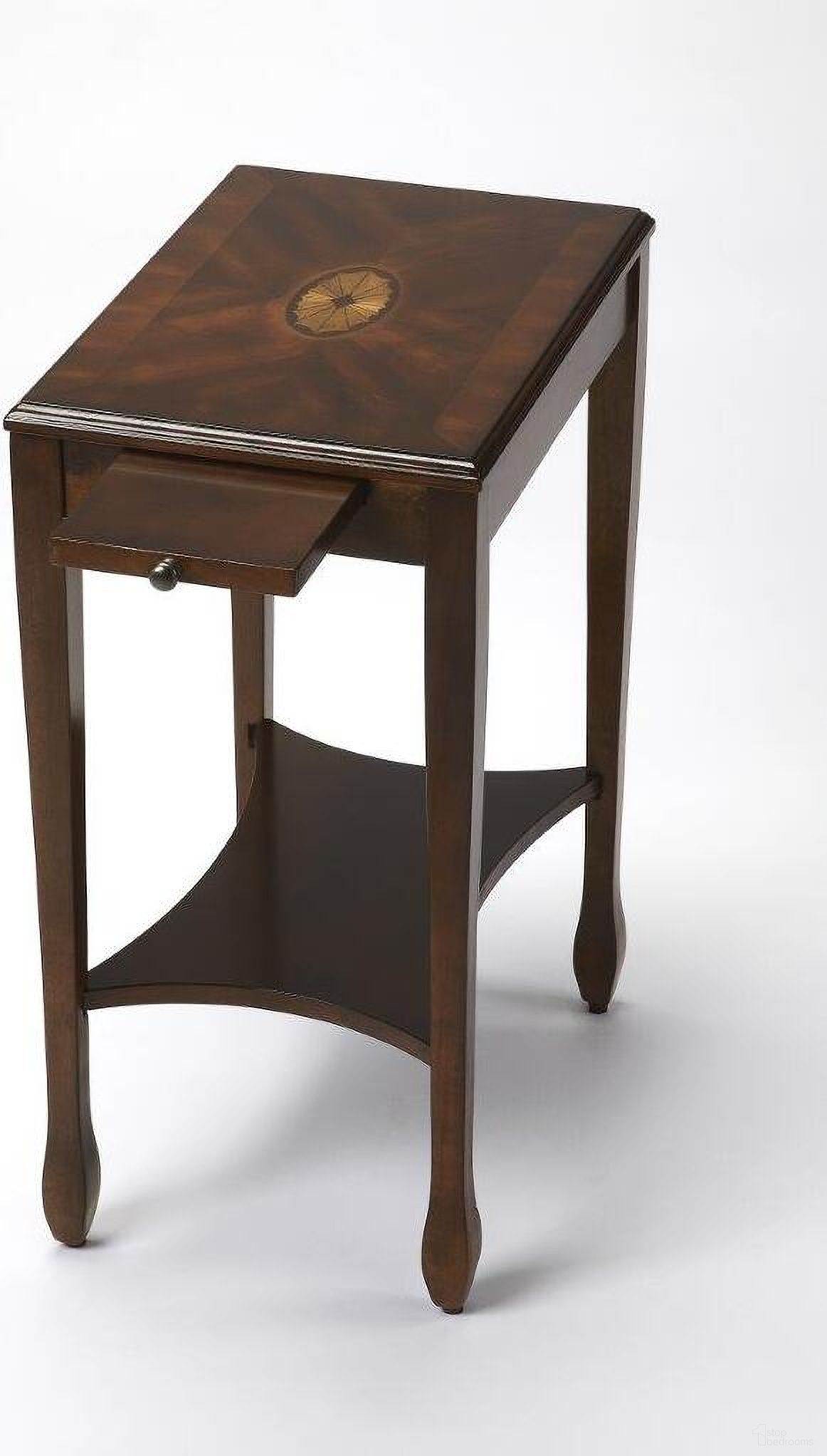 The appearance of Butler Gilbert Plantation Cherry Side Table designed by Butler Specialty Company in the traditional interior design. This dark brown piece of furniture was selected by 1StopBedrooms from Plantation Collection to add a touch of cosiness and style into your home. Sku: 4107024. Material: Rubberwood.