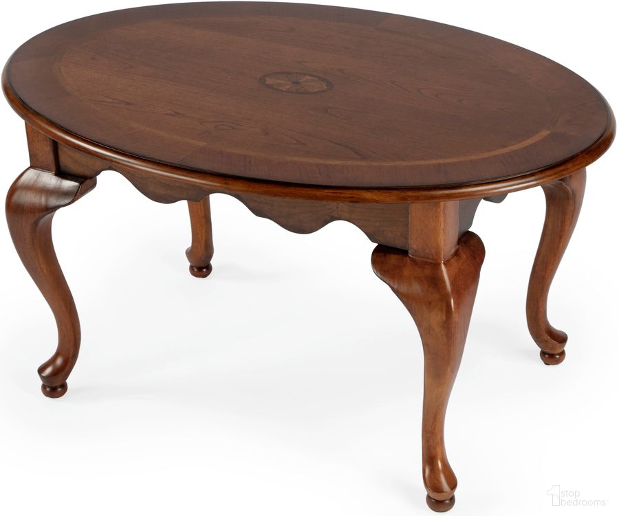 The appearance of Grace Oval 4 Legs Coffee Table In Medium Brown designed by Butler Specialty Company in the traditional interior design. This medium brown piece of furniture  was selected by 1StopBedrooms from Grace Collection to add a touch of cosiness and style into your home. Sku: 3012101. Material: Rubberwood.