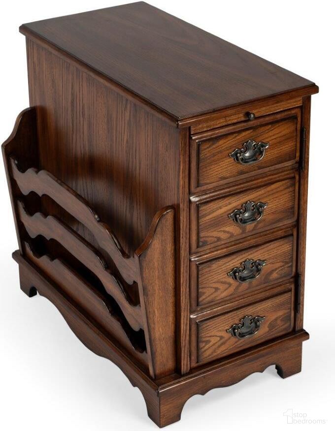 The appearance of Butler Gregory Plantation Cherry Magazine Table 7038001 designed by Butler Specialty Company in the traditional interior design. This medium brown piece of furniture  was selected by 1StopBedrooms from Masterpiece Collection to add a touch of cosiness and style into your home. Sku: 7038001. Material: Rubberwood.