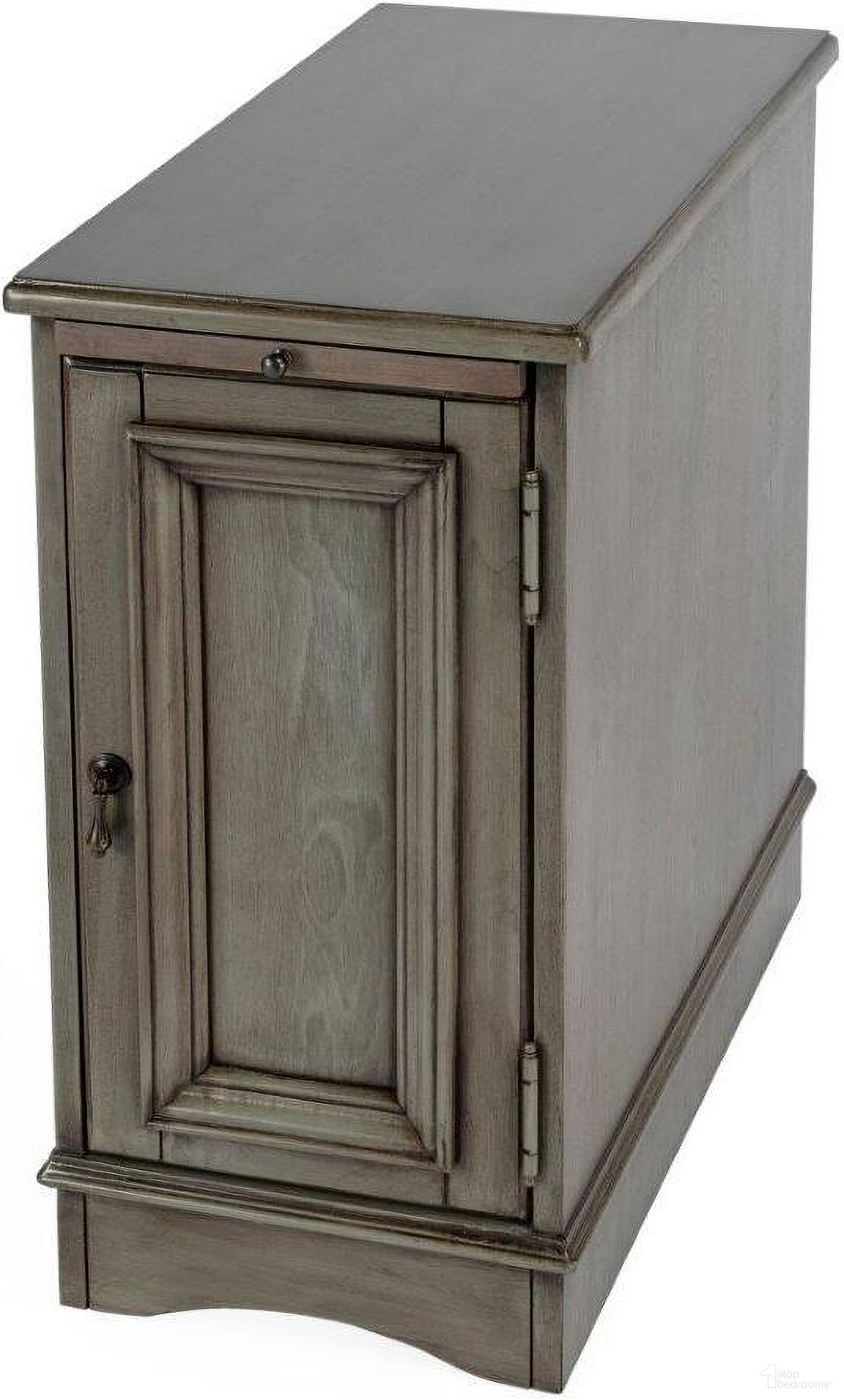 The appearance of Butler Harling Silver Satin Chairside Chest designed by Butler Specialty Company in the traditional interior design. This gray piece of furniture  was selected by 1StopBedrooms from Masterpiece Collection to add a touch of cosiness and style into your home. Sku: 1476148. Material: Wood.