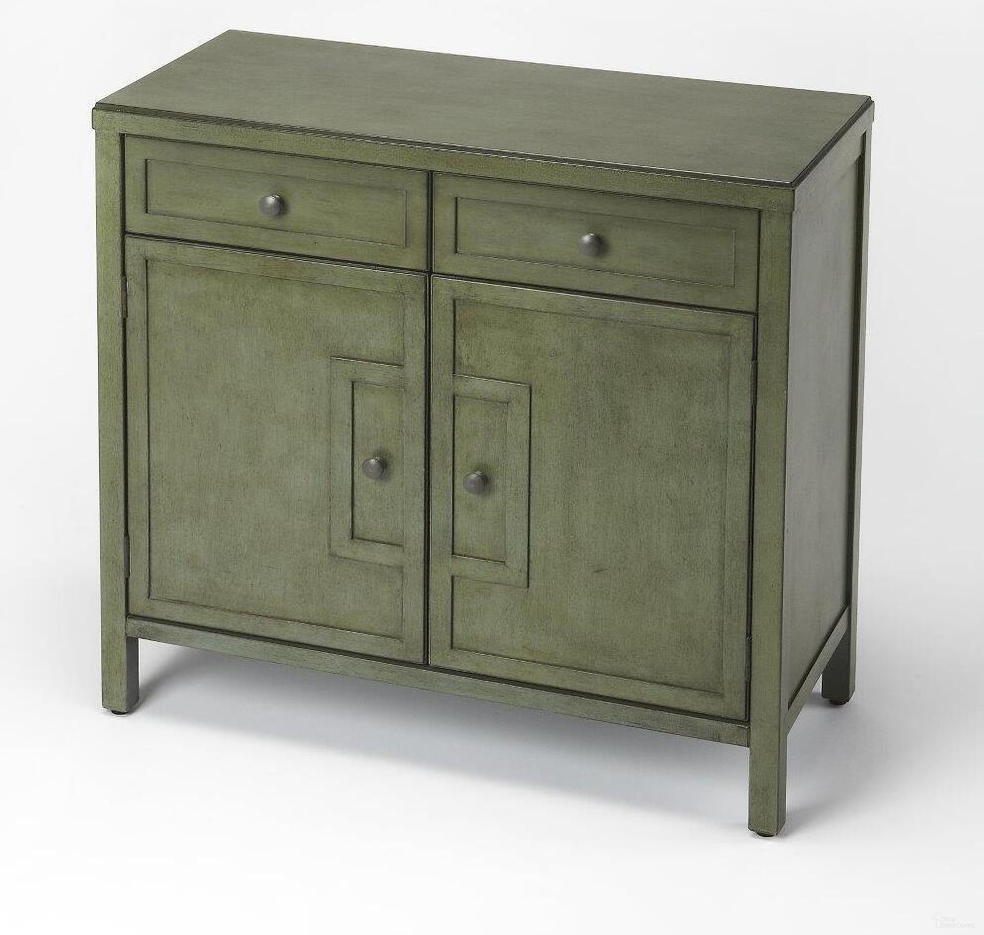 The appearance of Butler Imperial Green Console Cabinet designed by Butler Specialty Company in the transitional interior design. This green piece of furniture was selected by 1StopBedrooms from Loft Collection to add a touch of cosiness and style into your home. Sku: 3955140. Material: Wood.