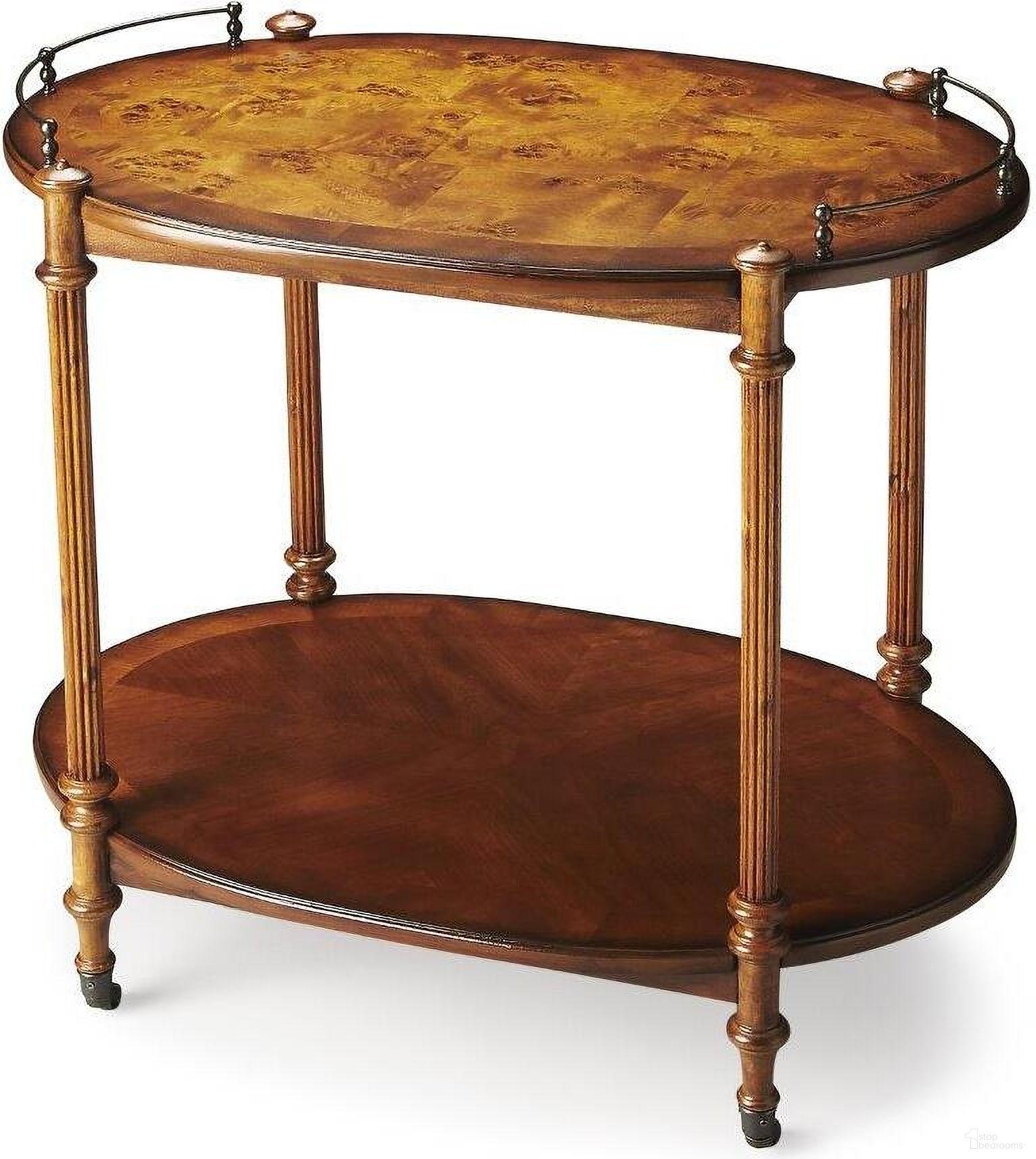 The appearance of Butler Kathleen Olive Ash Burl Tea Server designed by Butler Specialty Company in the traditional interior design. This medium brown piece of furniture was selected by 1StopBedrooms from Masterpiece Collection to add a touch of cosiness and style into your home. Sku: 1690101. Material: MDF.