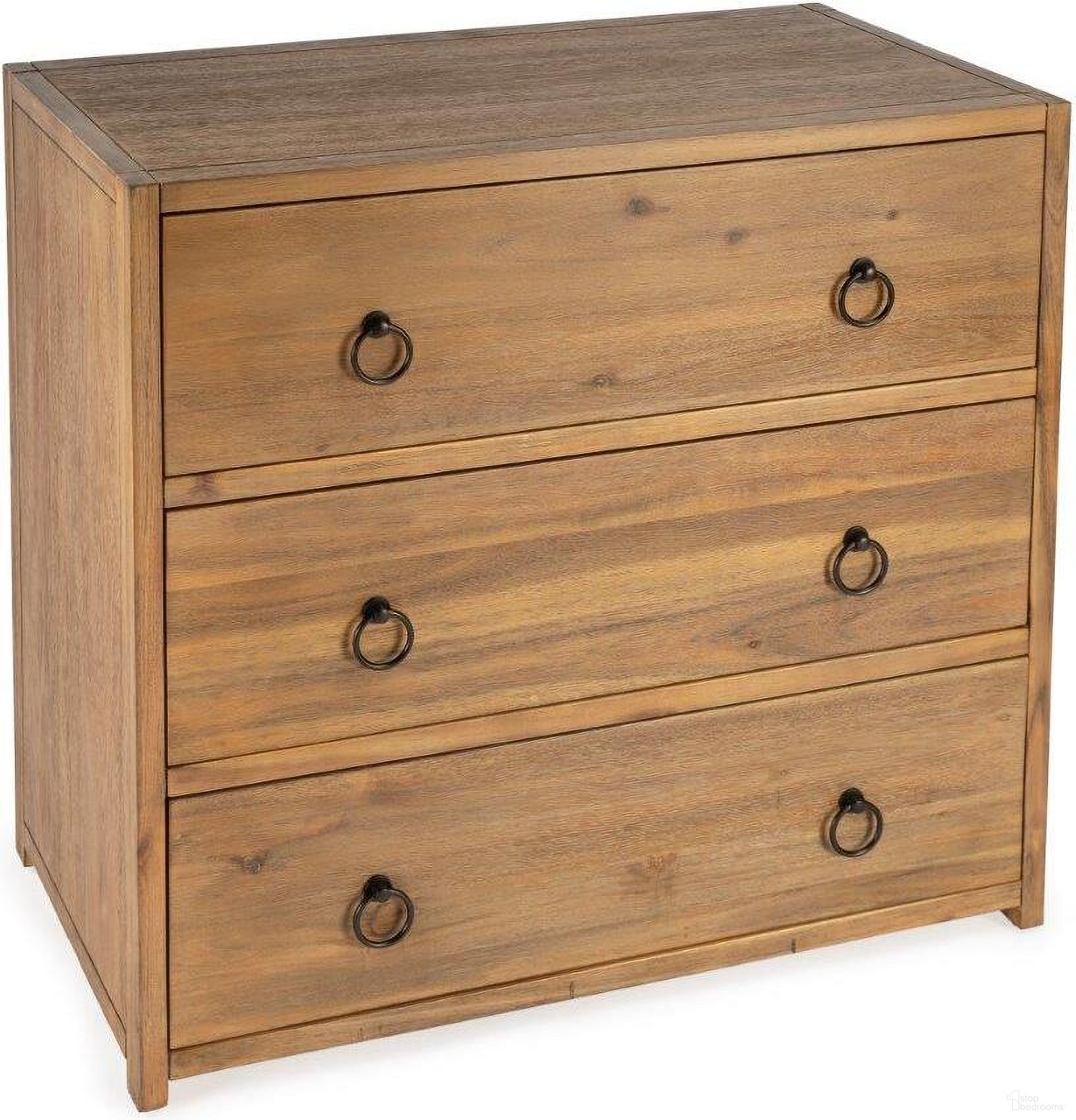 The appearance of Butler Lark Natural Wood 3 Drawer Chest designed by Butler Specialty Company in the transitional interior design. This natural wood piece of furniture was selected by 1StopBedrooms from Lark Collection to add a touch of cosiness and style into your home. Sku: 5392312. Material: MDF.