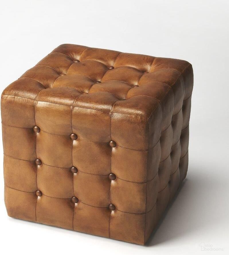 Butler Leon Brown Leather Ottoman