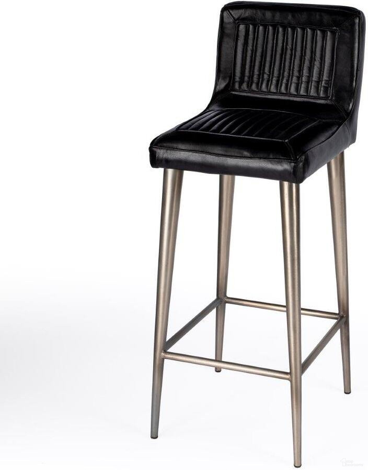 Butler Maxwell Black Leather Bar Stool