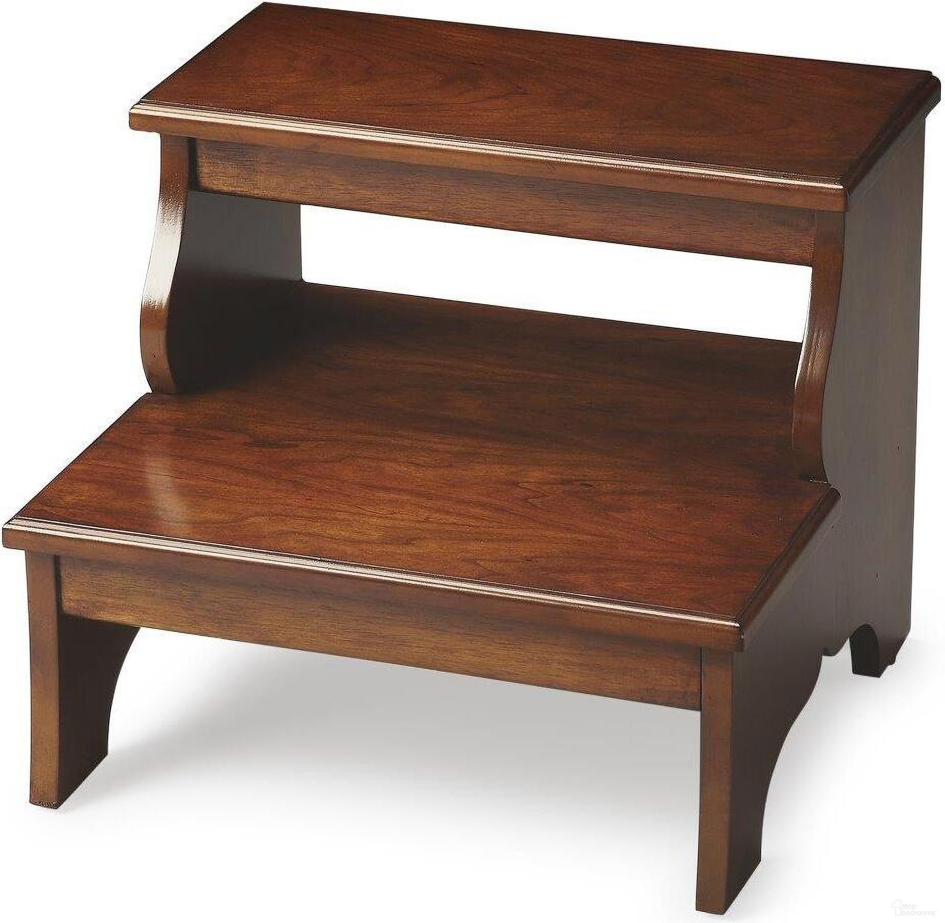 The appearance of Butler Melrose Chestnut Burl Step Stool designed by Butler Specialty Company in the transitional interior design. This chestnut piece of furniture was selected by 1StopBedrooms from Masterpiece Collection to add a touch of cosiness and style into your home. Sku: 1922108. Material: MDF.