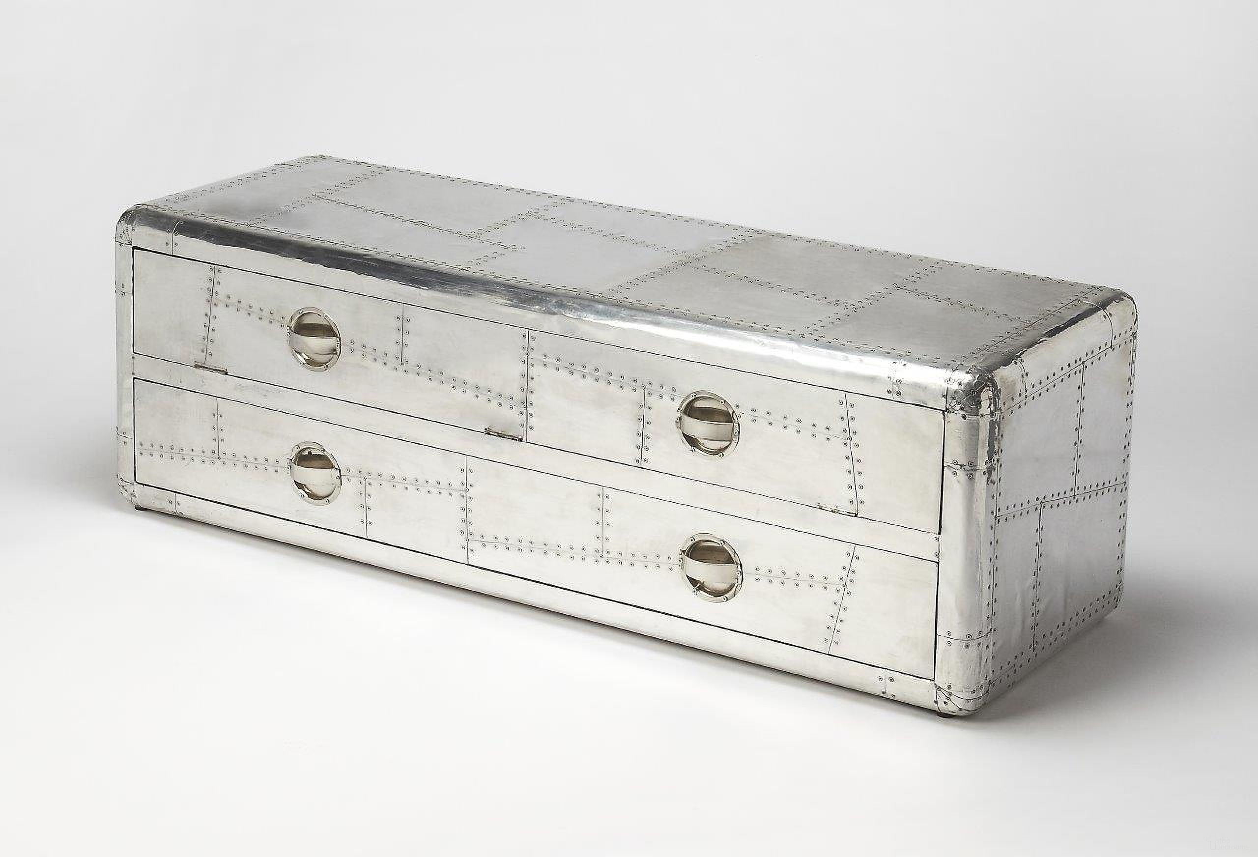 The appearance of Butler Midway Aviator Entertainment Console designed by Butler Specialty Company in the modern / contemporary interior design. This silver piece of furniture was selected by 1StopBedrooms from Industrial Chic Collection to add a touch of cosiness and style into your home. Sku: 6106330. Material: Wood.
