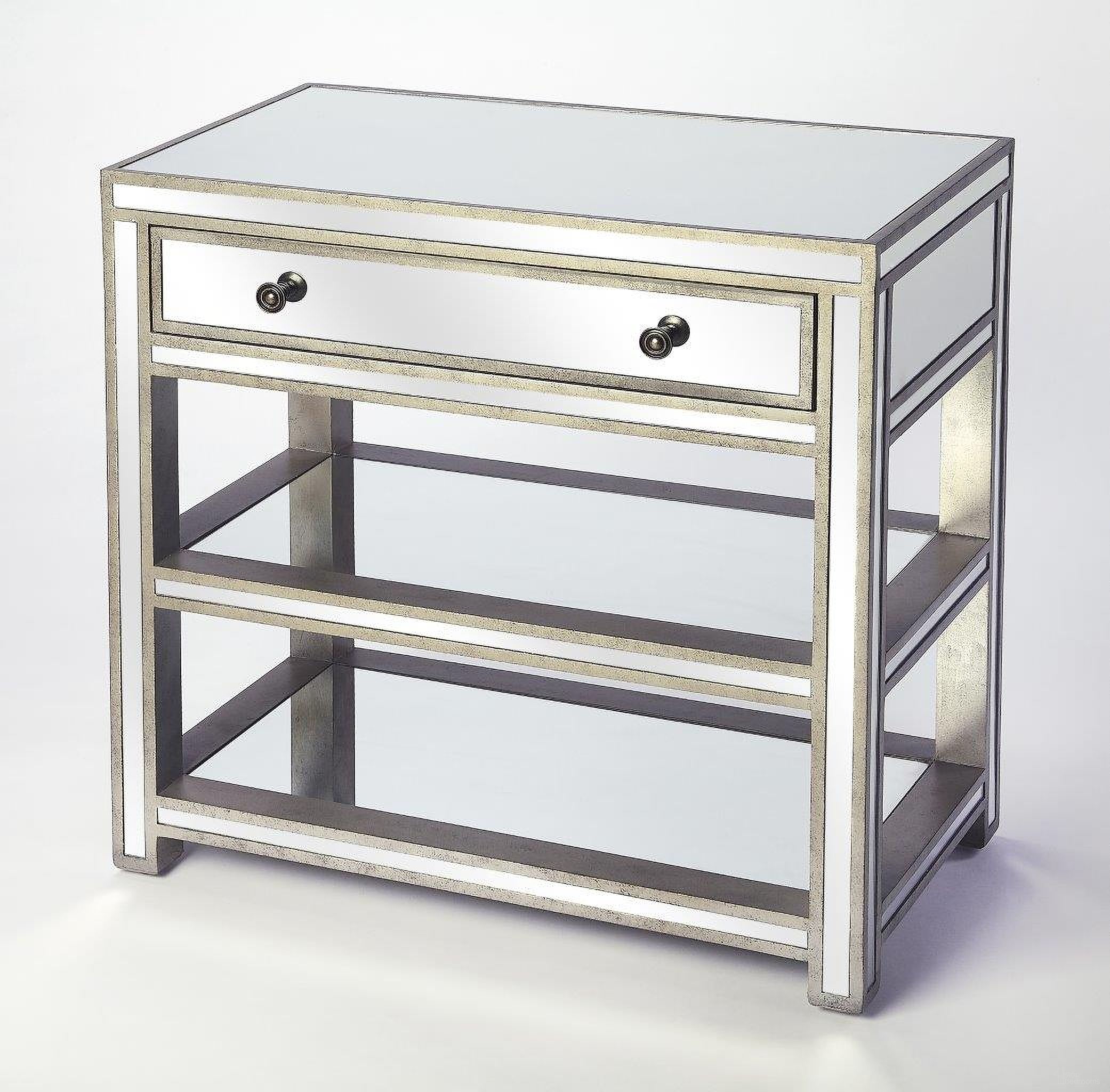 The appearance of Butler Miranda Mirrored Console Table designed by Butler Specialty Company in the transitional interior design. This gold piece of furniture was selected by 1StopBedrooms from Masterpiece Collection to add a touch of cosiness and style into your home. Sku: 3509146. Material: MDF.