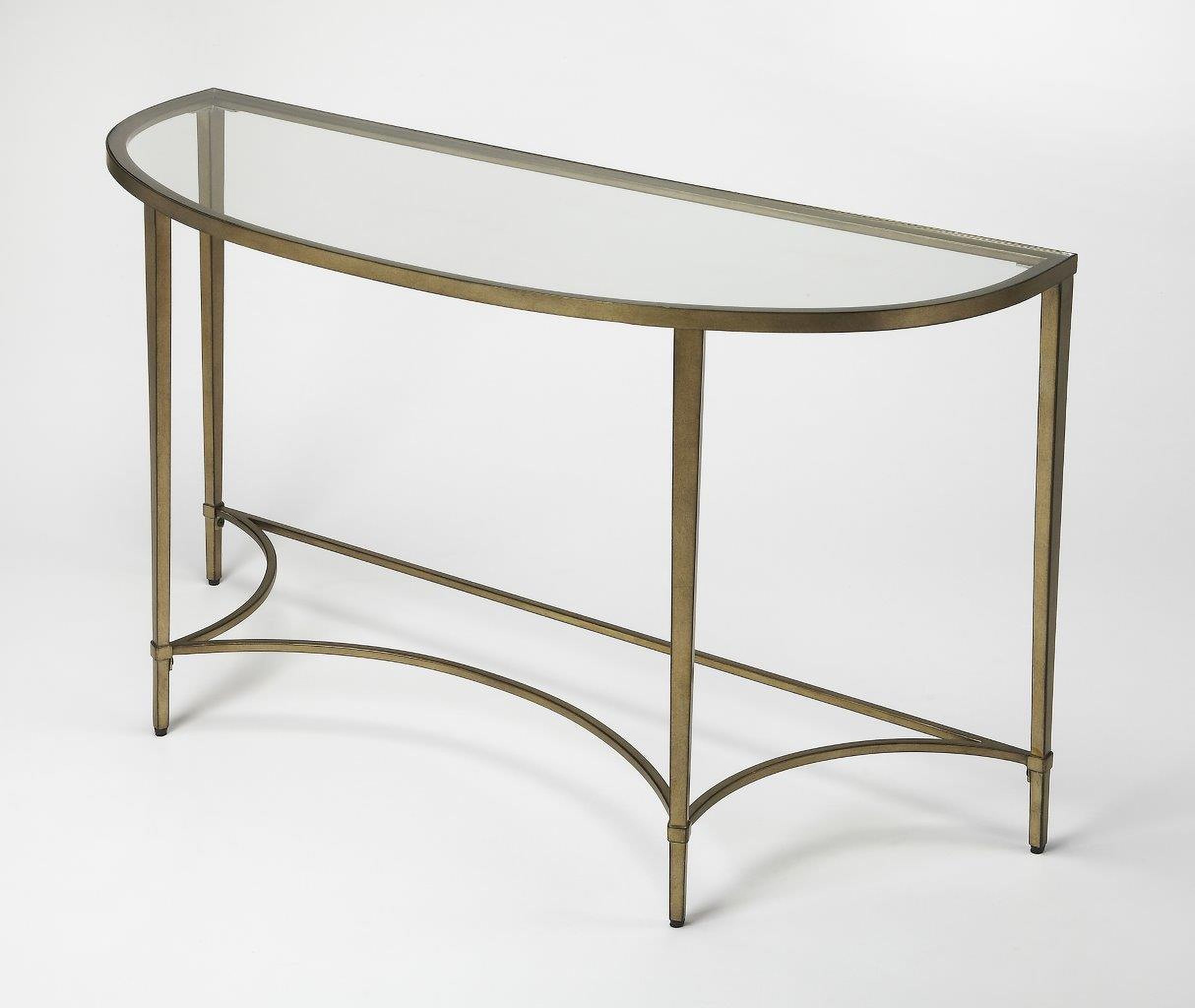 The appearance of Butler Monica Gold Demilne Console Table designed by Butler Specialty Company in the modern / contemporary interior design. This gold piece of furniture was selected by 1StopBedrooms from Loft Collection to add a touch of cosiness and style into your home. Sku: 3803355. Material: Metal.
