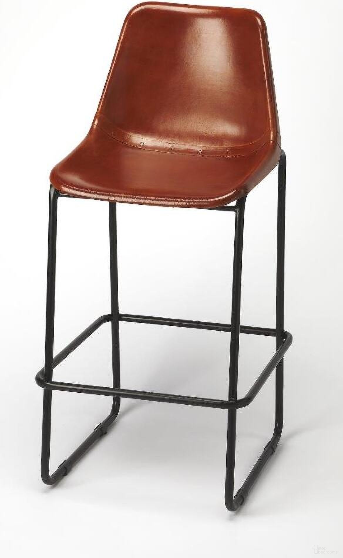 The appearance of Butler Myles Leather Bar Stool designed by Butler Specialty Company in the modern / contemporary interior design. This medium brown piece of furniture was selected by 1StopBedrooms from Loft Collection to add a touch of cosiness and style into your home. Sku: 4348344. Material: Iron.