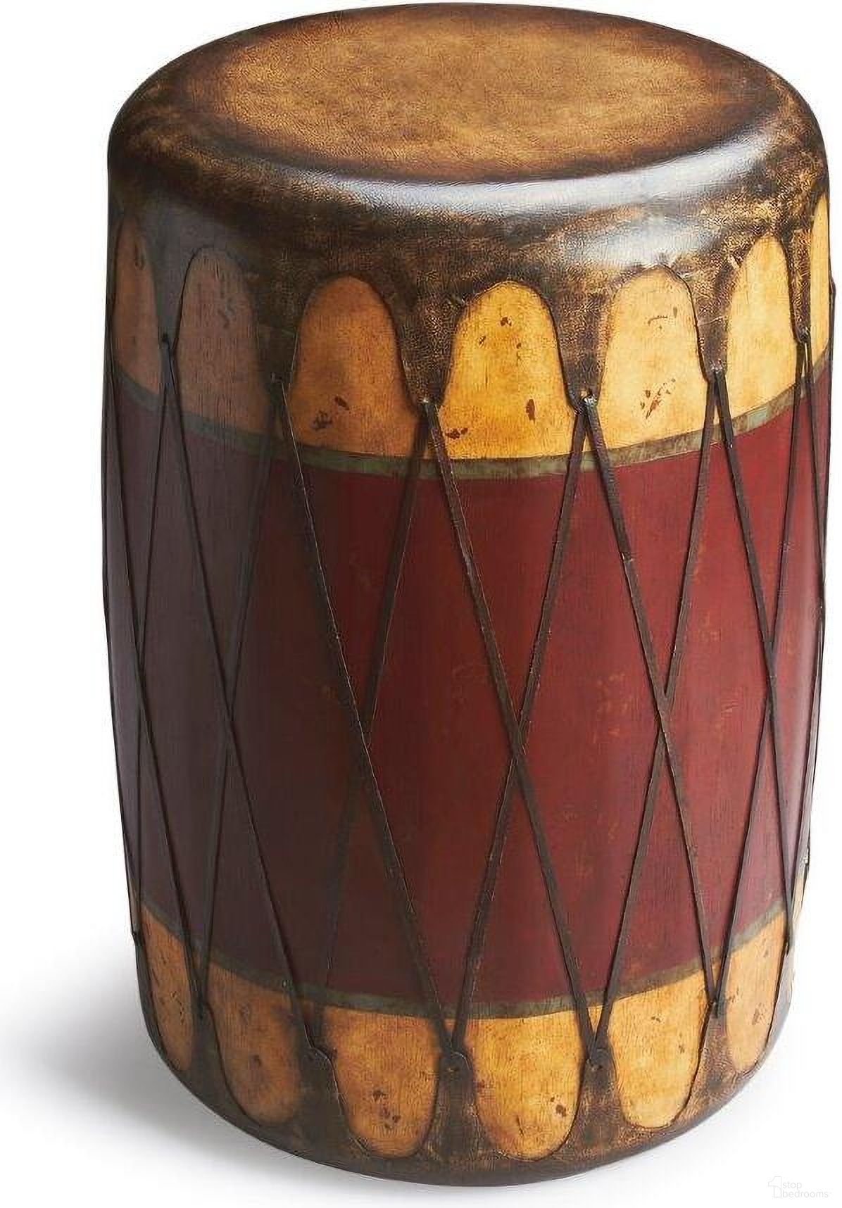 The appearance of Butler Navajo Leather Drum Table designed by Butler Specialty Company in the transitional interior design. This multicolor piece of furniture was selected by 1StopBedrooms from Mountain Lodge Collection to add a touch of cosiness and style into your home. Sku: 2199120. Material: Wood.