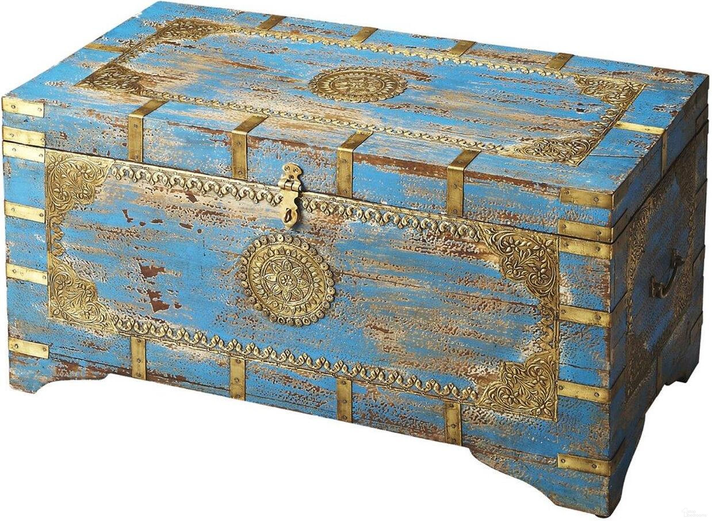 Butler Neela Painted Brass Inlay Storage Trunk