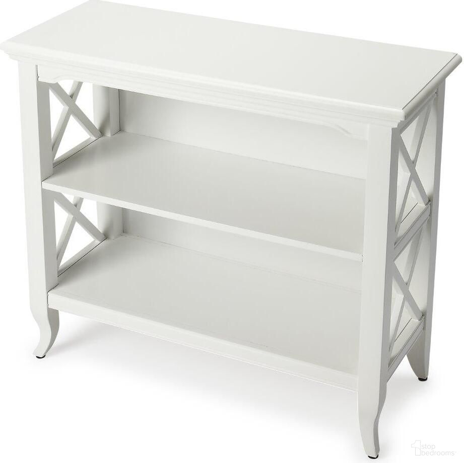 The appearance of Butler Newport Glossy White Low Bookcase designed by Butler Specialty Company in the transitional interior design. This white piece of furniture  was selected by 1StopBedrooms from Loft Collection to add a touch of cosiness and style into your home. Sku: 3044304. Material: Rubberwood.