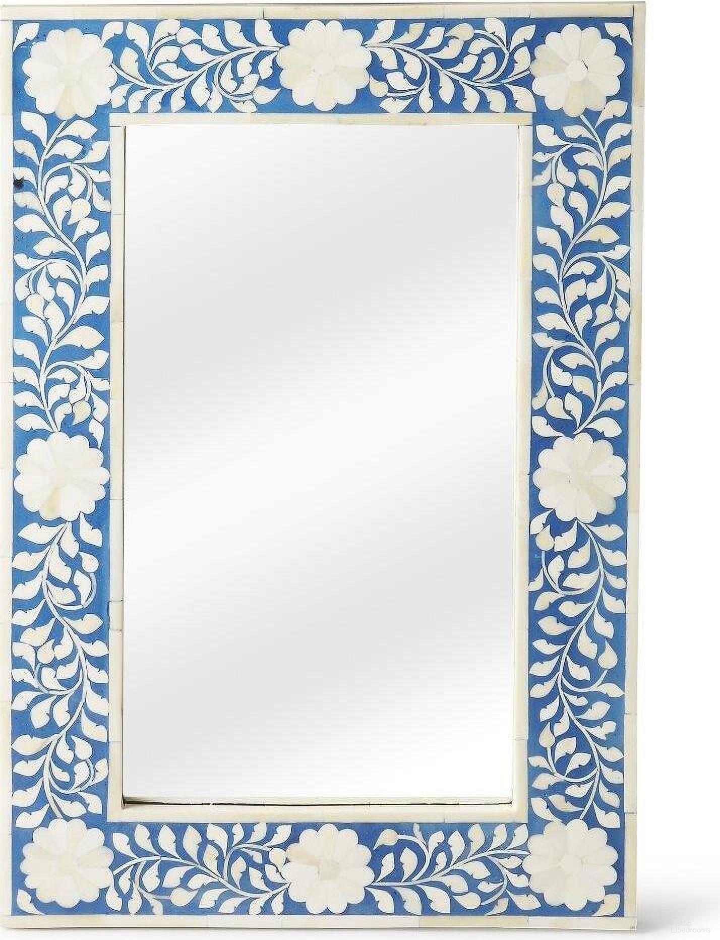 The appearance of Butler Olivia Blue Bone Inlay Wall Mirror designed by Butler Specialty Company in the traditional interior design. This blue piece of furniture  was selected by 1StopBedrooms from Bone Inlay Collection to add a touch of cosiness and style into your home. Sku: 1855070. Material: MDF.