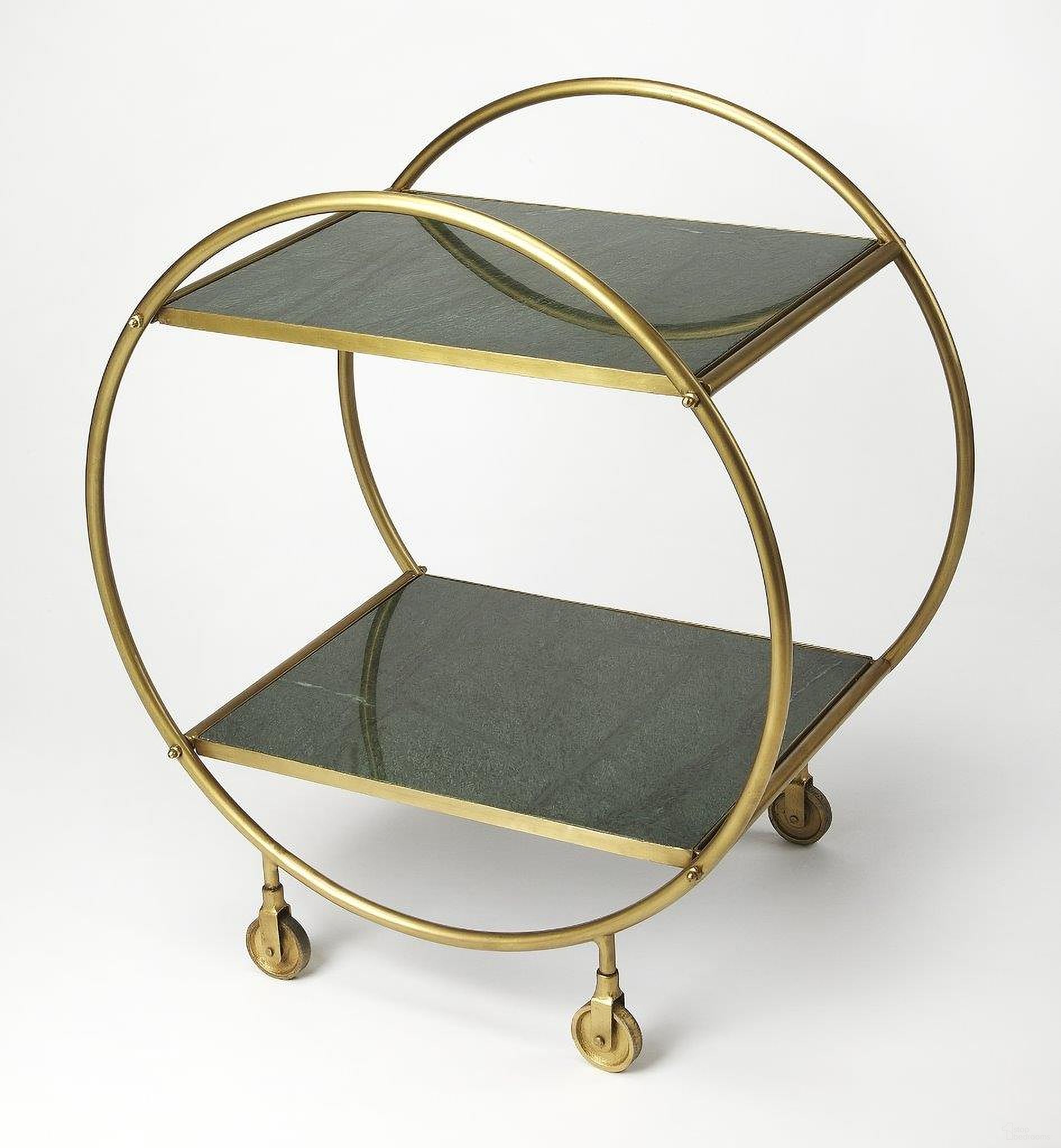 The appearance of Butler Orian Green Marble and Metal Serving Table designed by Butler Specialty Company in the modern / contemporary interior design. This green piece of furniture was selected by 1StopBedrooms from Loft Collection to add a touch of cosiness and style into your home. Sku: 4417140. Material: Iron.