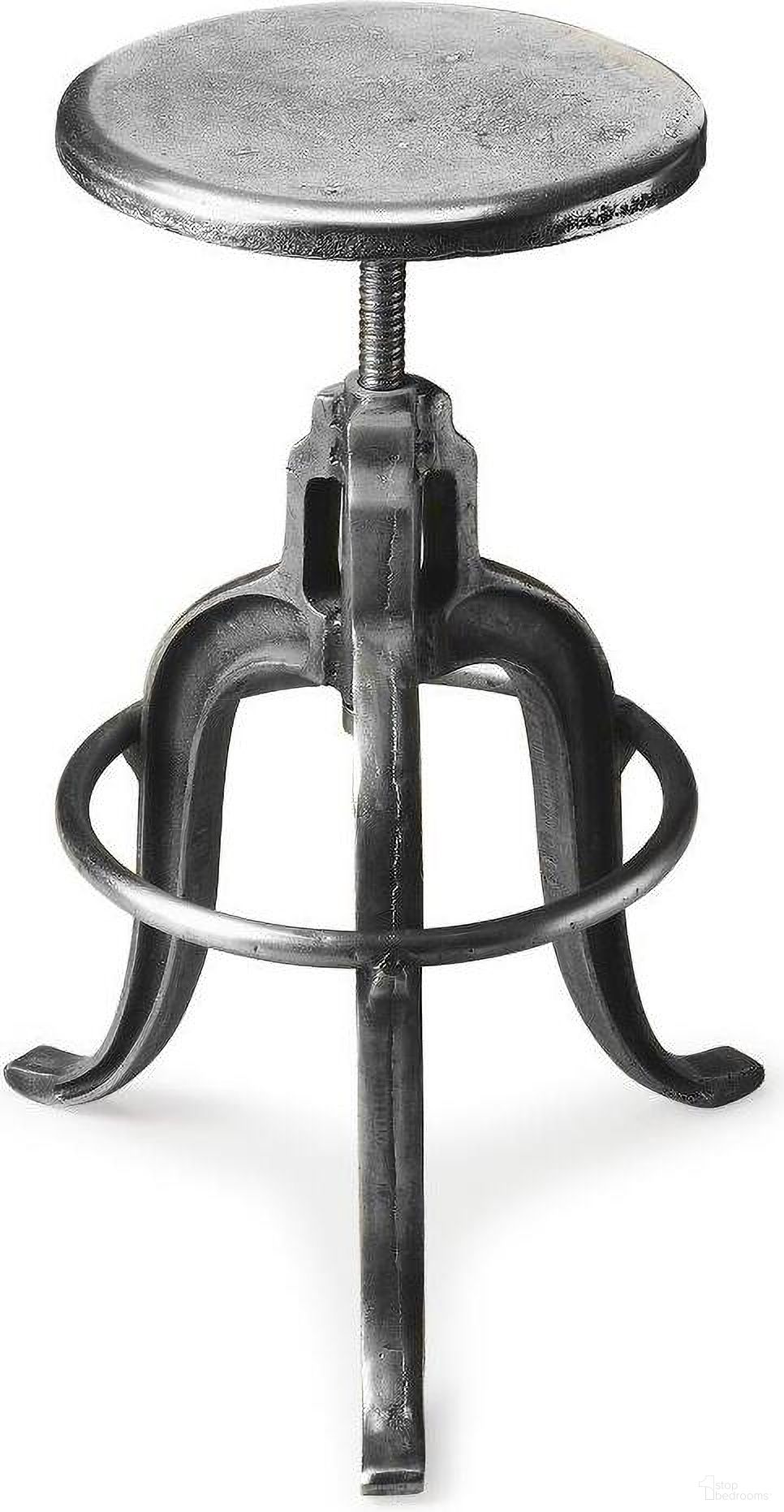 The appearance of Butler Parnell Adjustable Swivel Iron Bar Stool designed by Butler Specialty Company in the transitional interior design. This silver piece of furniture was selected by 1StopBedrooms from Industrial Chic Collection to add a touch of cosiness and style into your home. Sku: 2542025. Material: Iron.