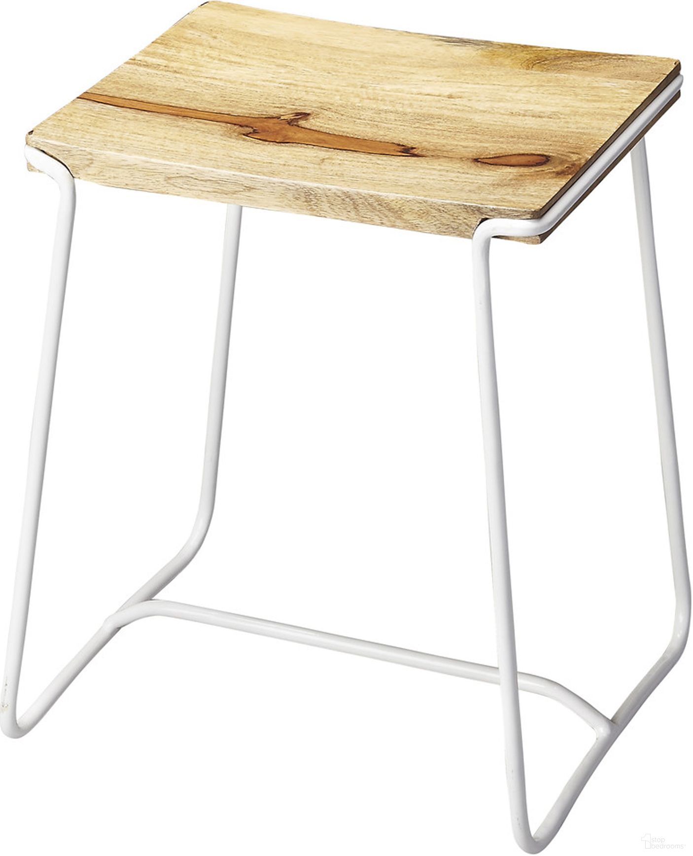 The appearance of Butler Parrish Wood and White Metal Counter Stool designed by Butler Specialty Company in the transitional interior design. This white piece of furniture was selected by 1StopBedrooms from Loft Collection to add a touch of cosiness and style into your home. Sku: 4272288. Material: Iron.