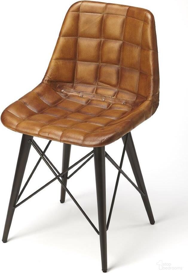 The appearance of Butler Patty Brown Leather Side Chair designed by Butler Specialty Company in the transitional interior design. This medium brown piece of furniture was selected by 1StopBedrooms from Industrial Chic Collection to add a touch of cosiness and style into your home. Sku: 5380344. Material: Iron. Chair Type: Side Chair.