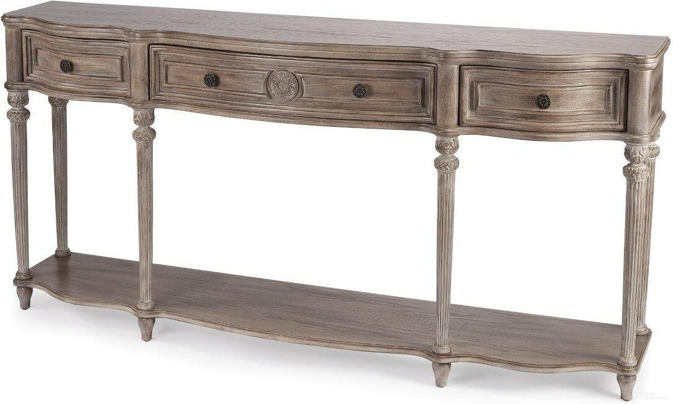 The appearance of Butler Peyton Driftwood Console Table designed by Butler Specialty Company in the traditional interior design. This natural piece of furniture  was selected by 1StopBedrooms from Masterpiece Collection to add a touch of cosiness and style into your home. Sku: 3028247. Material: Rubberwood.