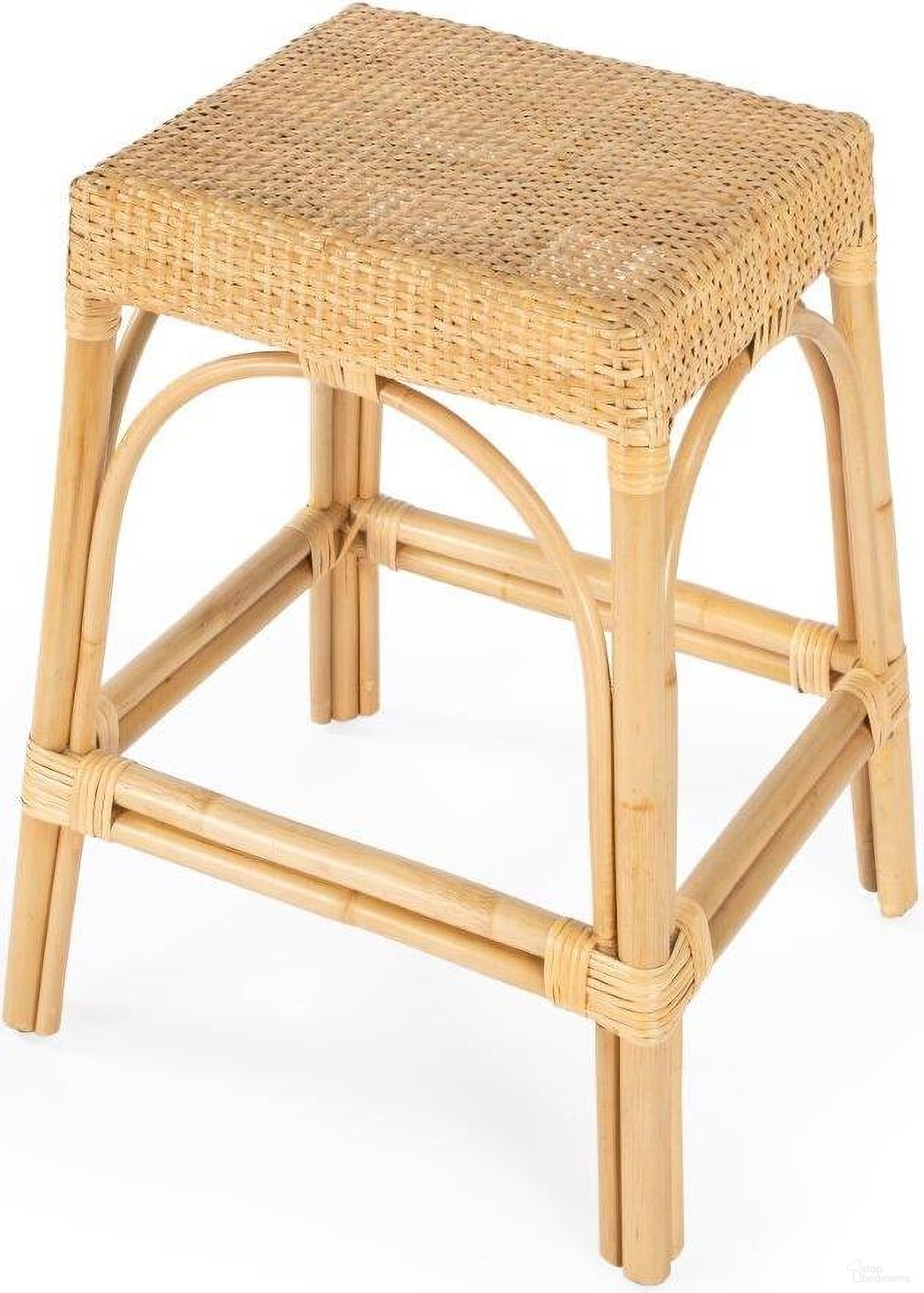 The appearance of Butler Robias Natural Rattan Counter Stool designed by Butler Specialty Company in the transitional interior design. This natural piece of furniture was selected by 1StopBedrooms from Robias Collection to add a touch of cosiness and style into your home. Sku: 5513404. Material: Rattan.